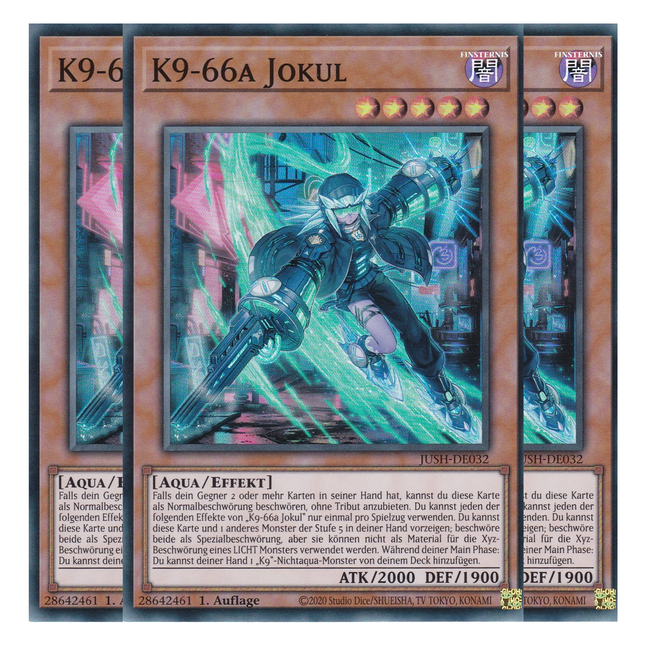 K9-66a Jokul - JUSH-DE032 - Super Rare - Deutsch - 1. Auflage - Justice Hunters - Playset (3 Kopien) - Yu-Gi-Oh!