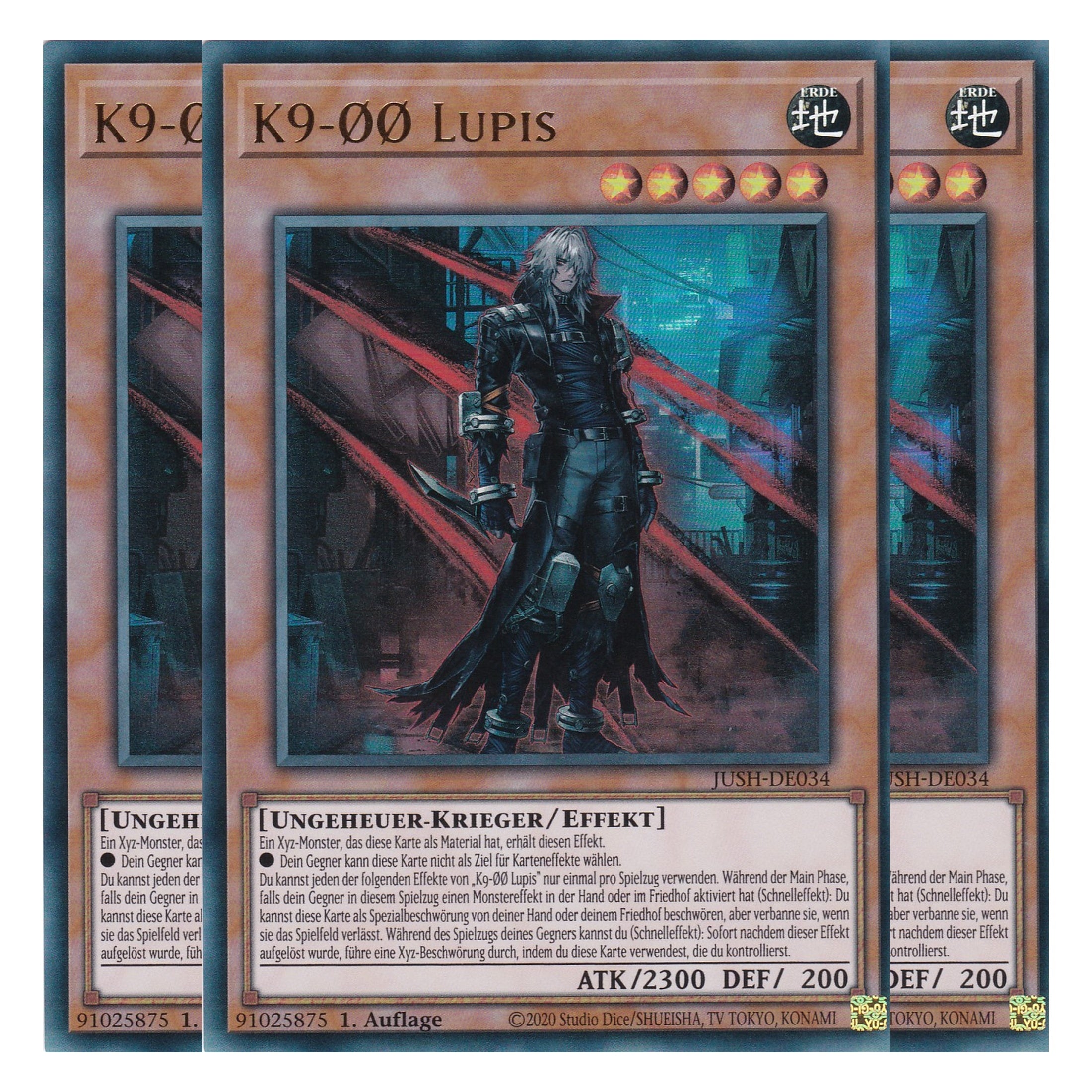 K9-ØØ Lupis - JUSH-DE034 - Ultra Rare - Deutsch - 1. Auflage - Justice Hunters - Playset (3 Kopien) - Yu-Gi-Oh!
