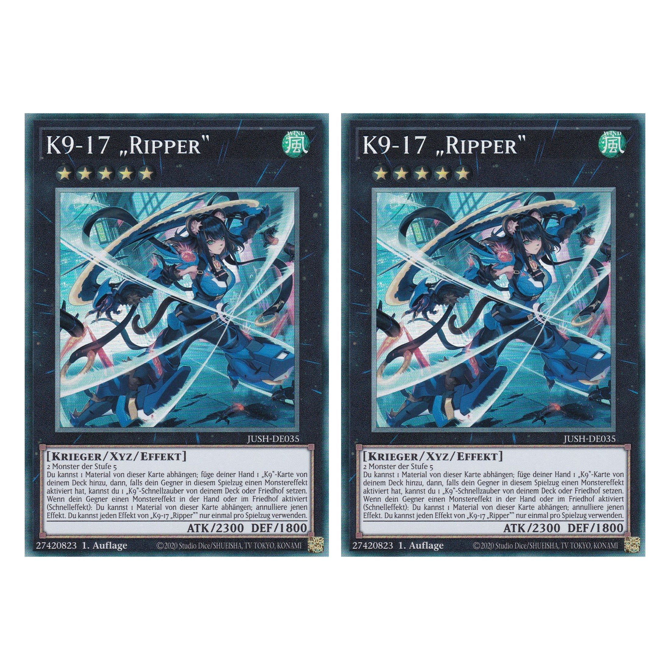 K9-17 „Ripper“ - JUSH-DE035 - Collector’s Rare - Deutsch - 1. Auflage - Justice Hunters - Duo Set (2 Stück) - Yu-Gi-Oh!