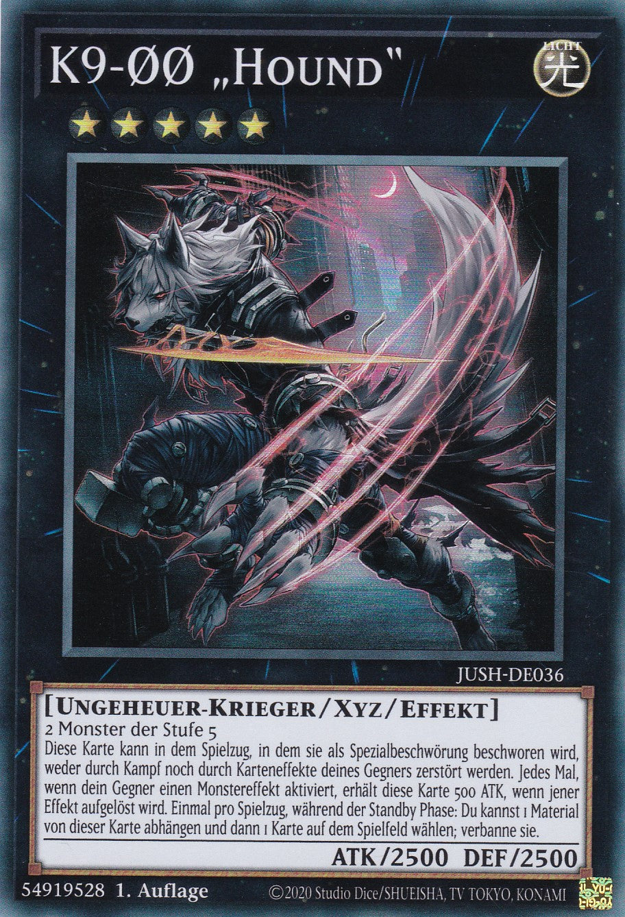 K9-ØØ „Hound“ - JUSH-DE036 - Super Rare - Deutsch - 1. Auflage - Justice Hunters