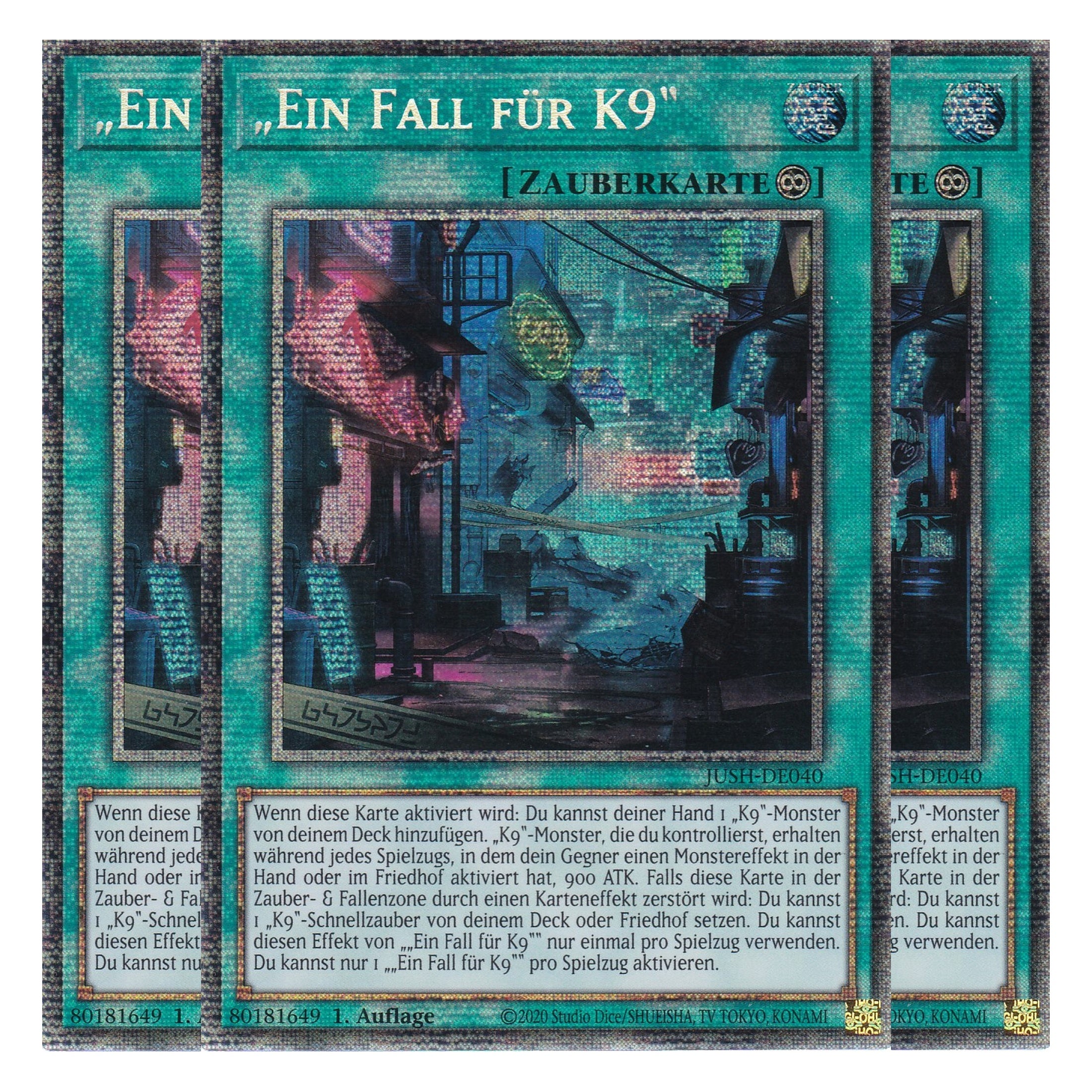 Ein Fall für K9 - JUSH-DE040 - Starlight Rare - Deutsch - 1. Auflage - Justice Hunters - Playset (3 Kopien) - Yu-Gi-Oh!
