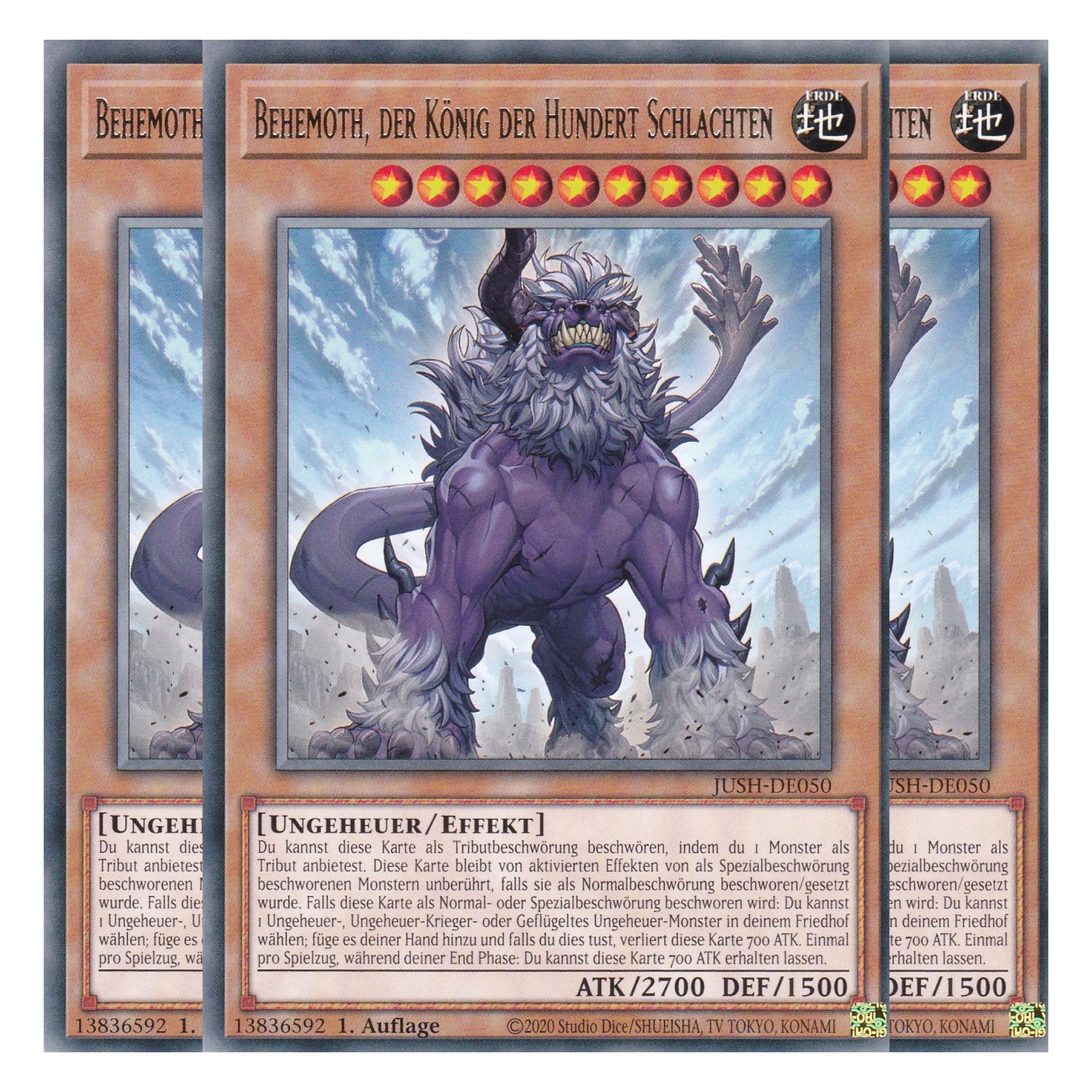Behemoth, der König der Hundert Schlachten - JUSH-DE050 - Rare - Deutsch - 1. Auflage - Justice Hunters - Playset (3 Kopien) - Yu-Gi-Oh!