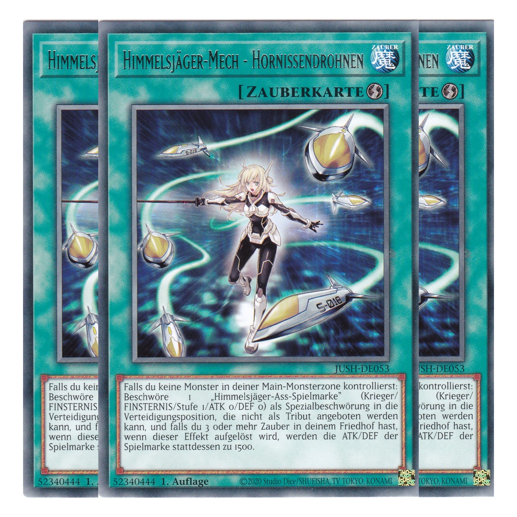 Himmelsjäger-Mech - Hornissendrohnen - JUSH-DE053 - Rare - Deutsch - 1. Auflage - Justice Hunters - Playset (3 Kopien) - Yu-Gi-Oh!