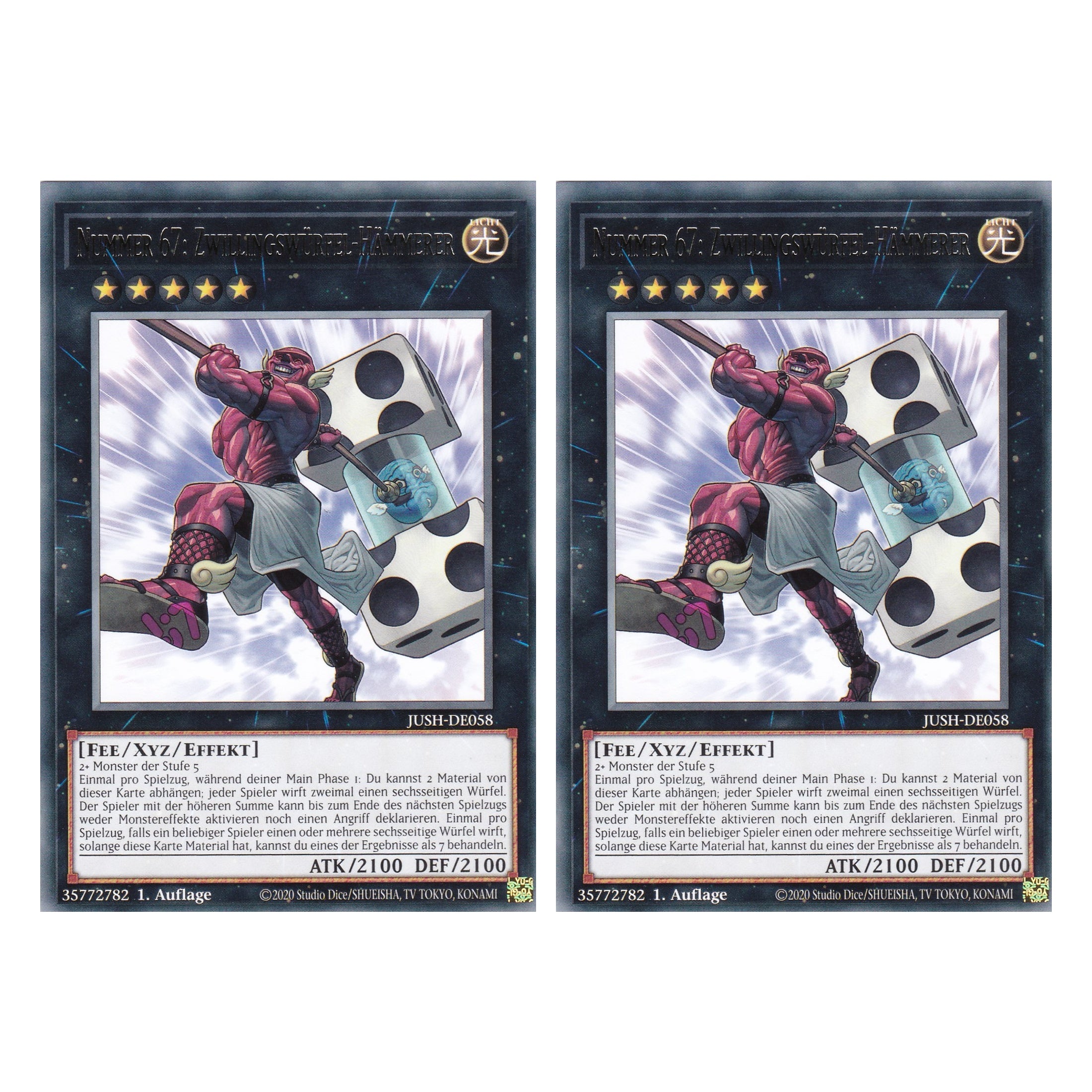 Nummer 67: Zwillingswürfel-Hämmerer - JUSH-DE058 - Rare - Deutsch - 1. Auflage - Justice Hunters - Duo Set (2 Stück) - Yu-Gi-Oh!