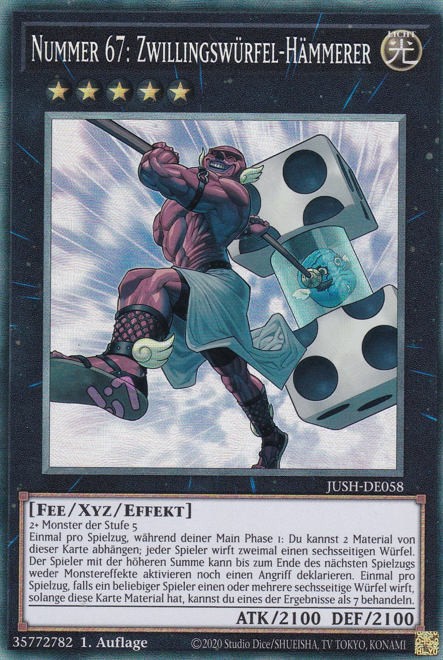 Nummer 67: Zwillingswürfel-Hämmerer - JUSH-DE058 - Collector Rare - Deutsch - 1. Auflage - Justice Hunters