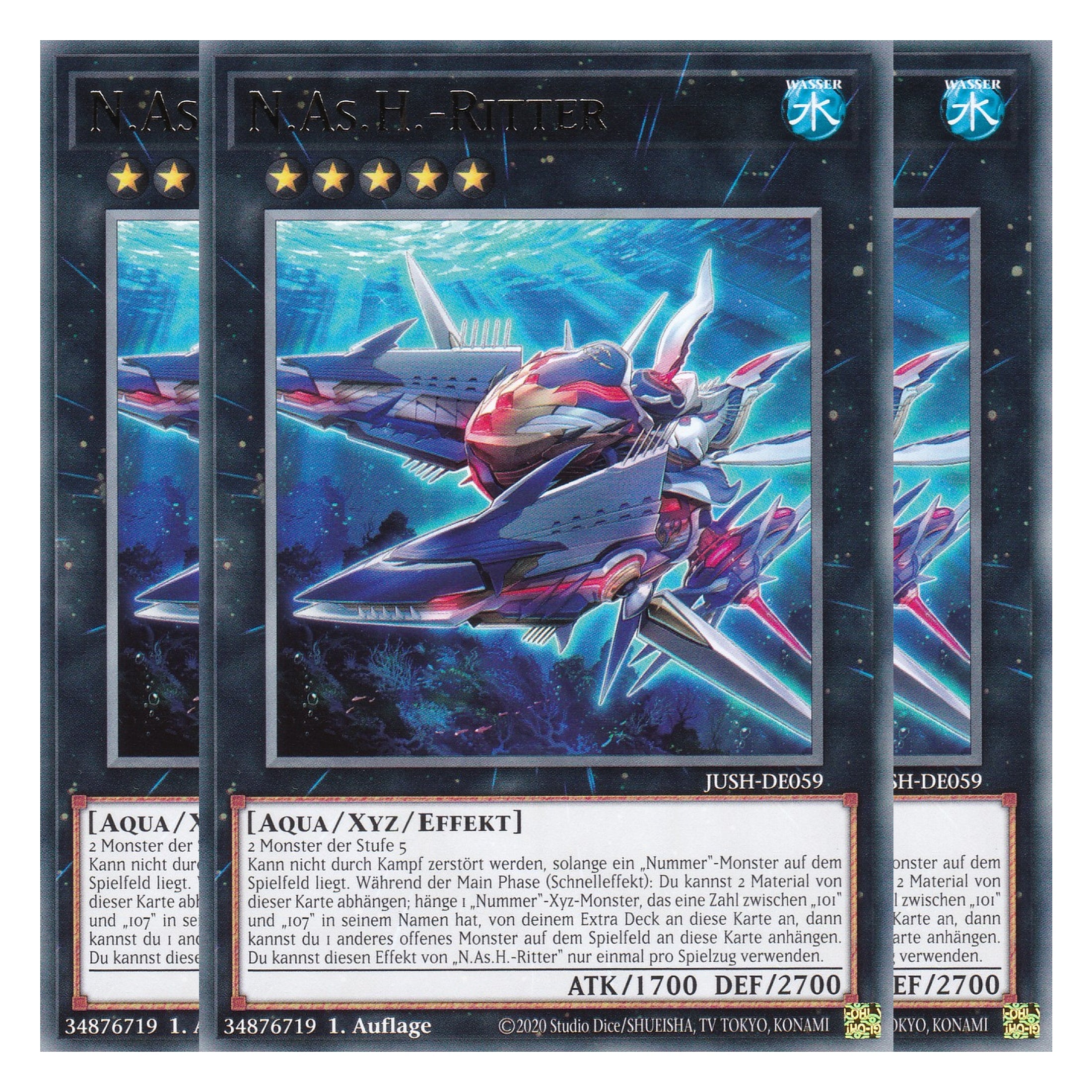 N.As.H.-Ritter - JUSH-DE059 - Rare - Deutsch - 1. Auflage - Justice Hunters - Playset (3 Kopien) - Yu-Gi-Oh!