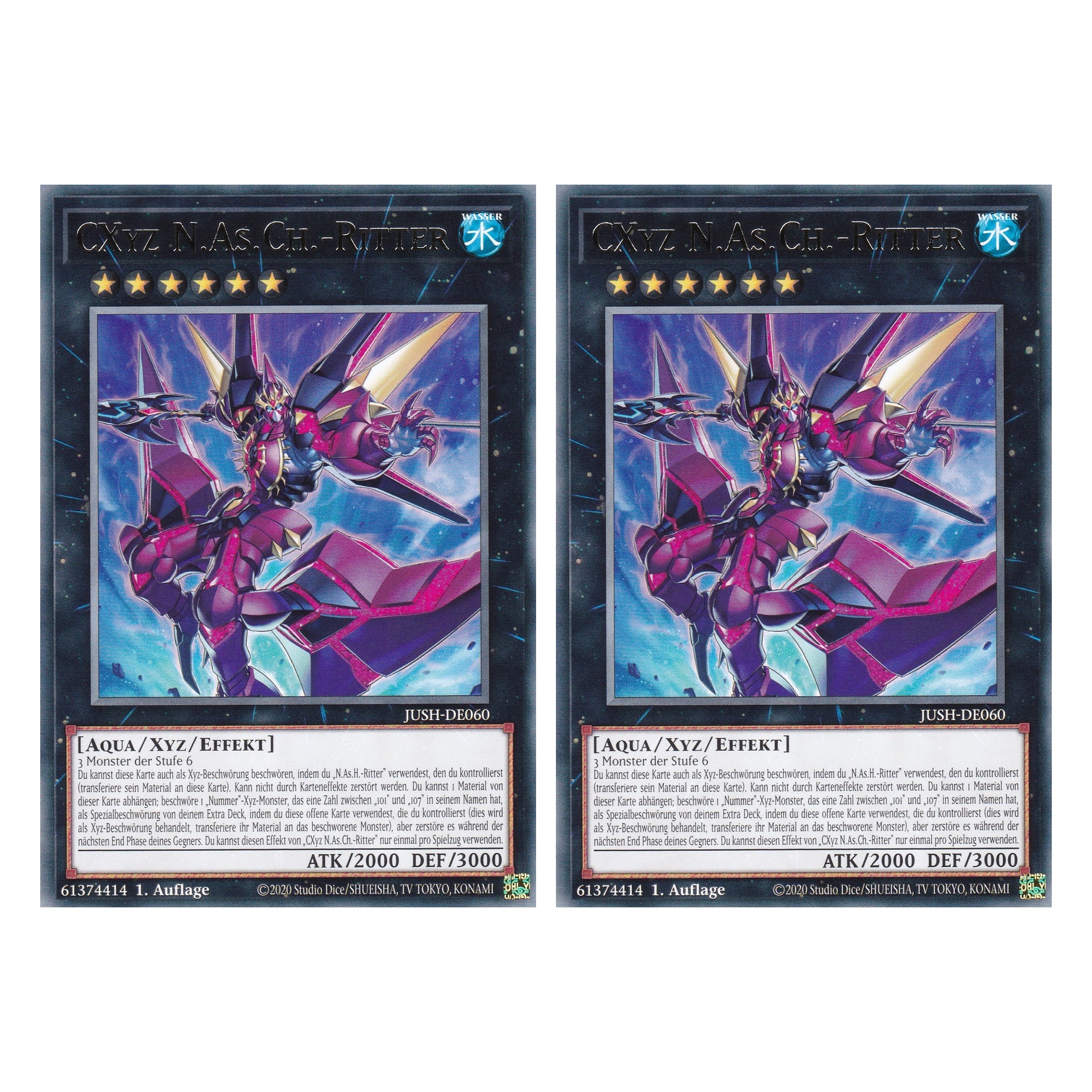 CXyz N.As.Ch.-Ritter - JUSH-DE060 - Rare - Deutsch - 1. Auflage - Justice Hunters - Duo Set (2 Stück) - Yu-Gi-Oh!