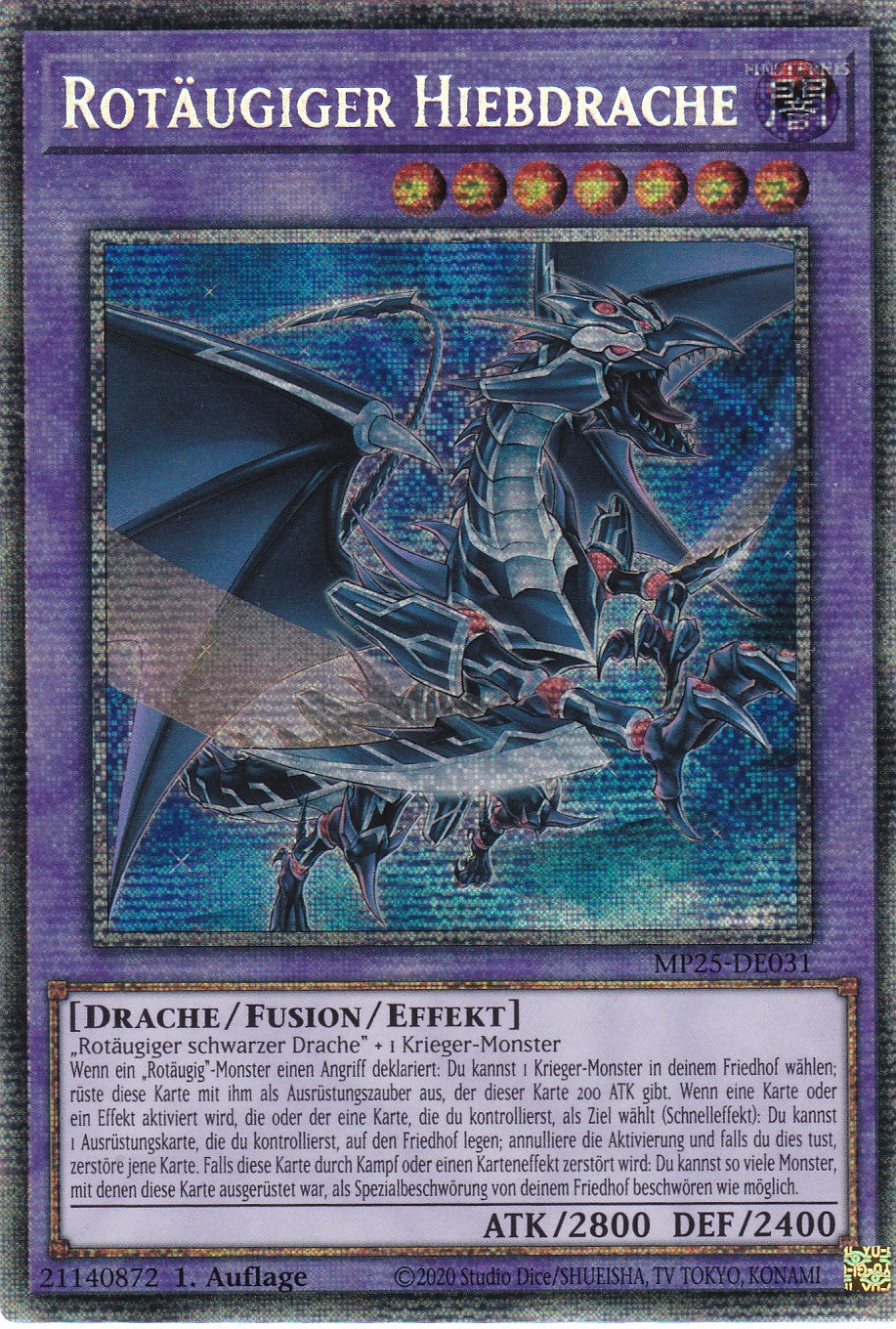 Rotäugiger Hiebdrache – MP25-DE031 – Starlight Rare – 1. Auflage – Deutsch – 2025 Mega-Pack Tin