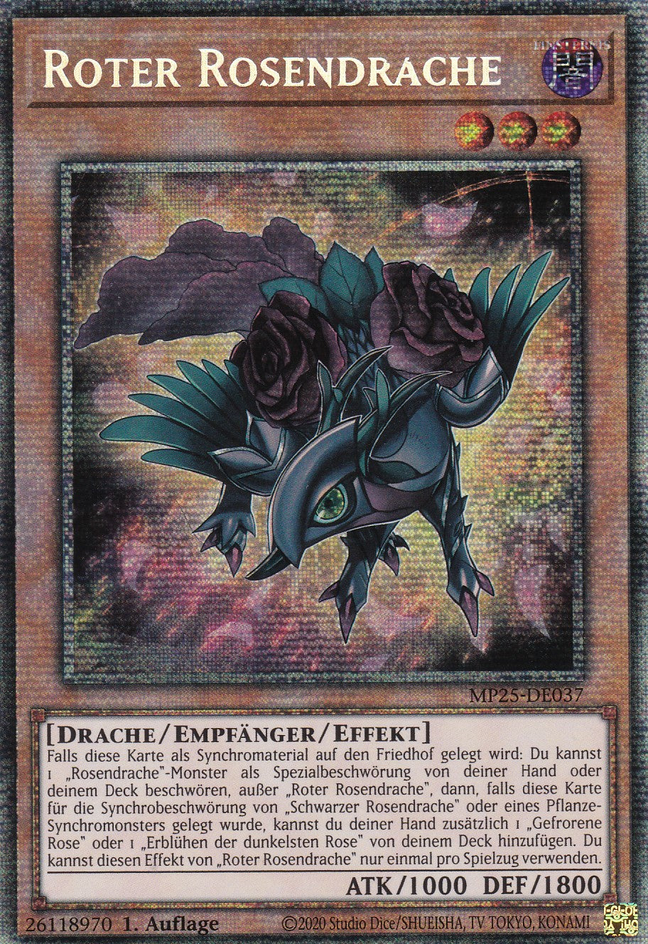 Roter Rosendrache – MP25-DE037 – Starlight Rare – 1. Auflage – Deutsch – 2025 Mega-Pack Tin