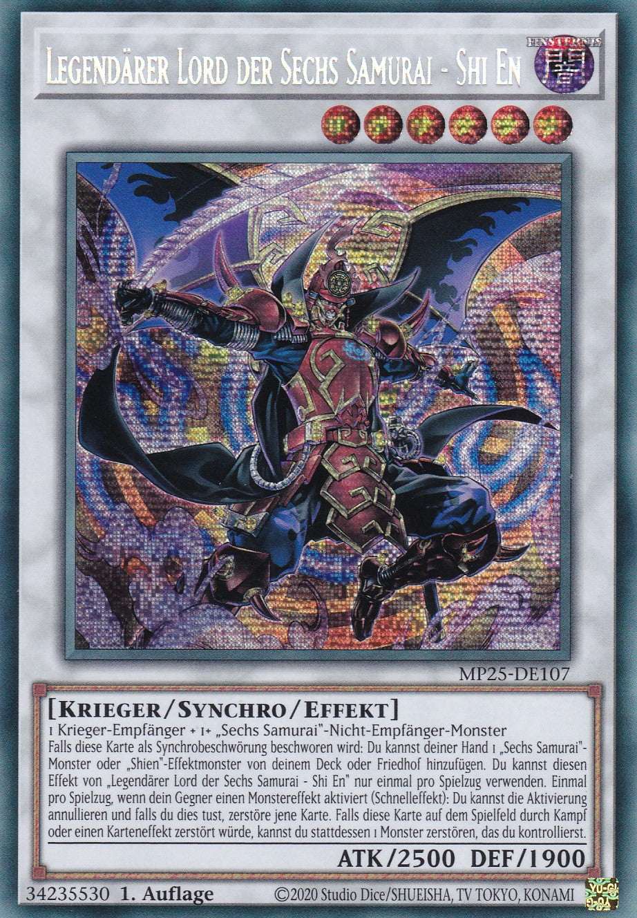 Legendärer Lord der Sechs Samurai - Shi En – MP25-DE107 – Secret Rare – 1. Auflage – Deutsch – 2025 Mega-Pack Tin