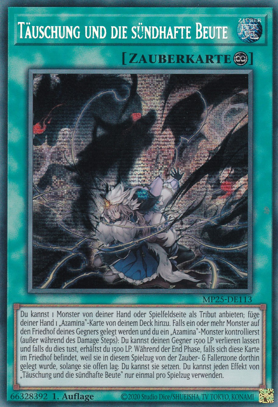 Täuschung und die Sündhafte Beute – MP25-DE113 – Secret Rare – 1. Auflage – Deutsch – 2025 Mega-Pack Tin
