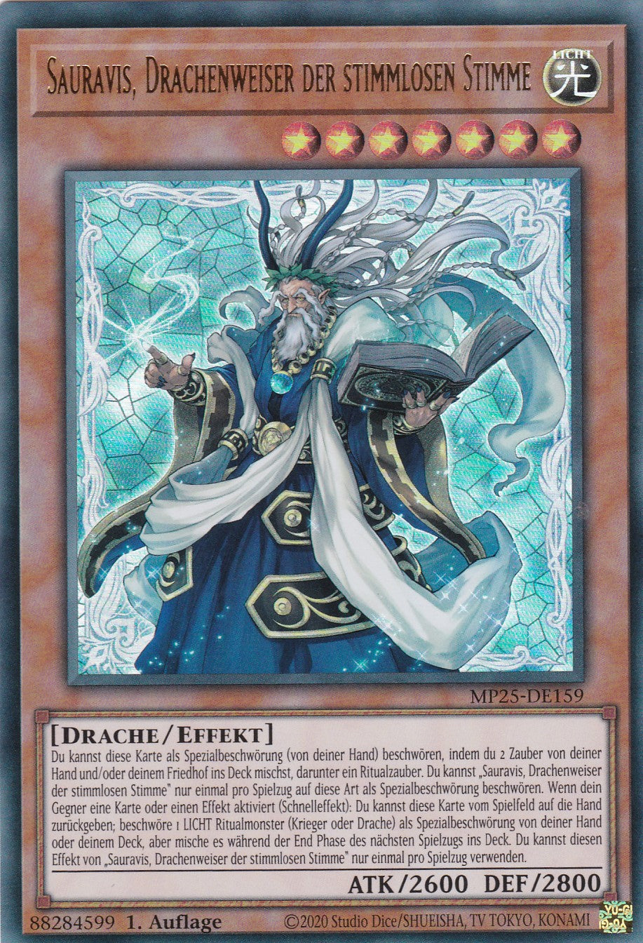 Sauravis, Drachenweiser der stimmlosen Stimme – MP25-DE159 – Ultra Rare – 1. Auflage – Deutsch – 2025 Mega-Pack Tin