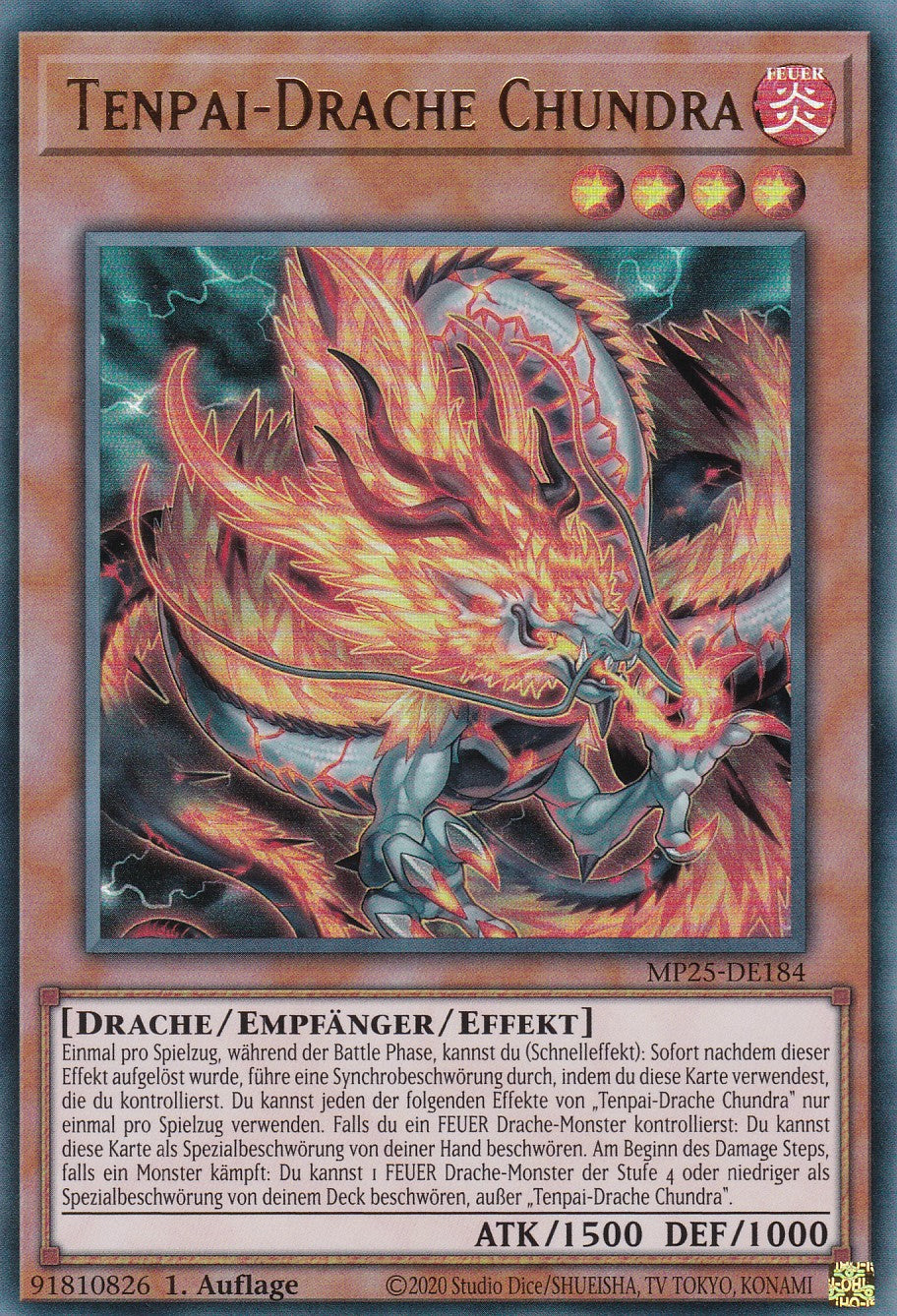 Tenpai-Drache Chundra – MP25-DE184 – Ultra Rare – 1. Auflage – Deutsch – 2025 Mega-Pack Tin