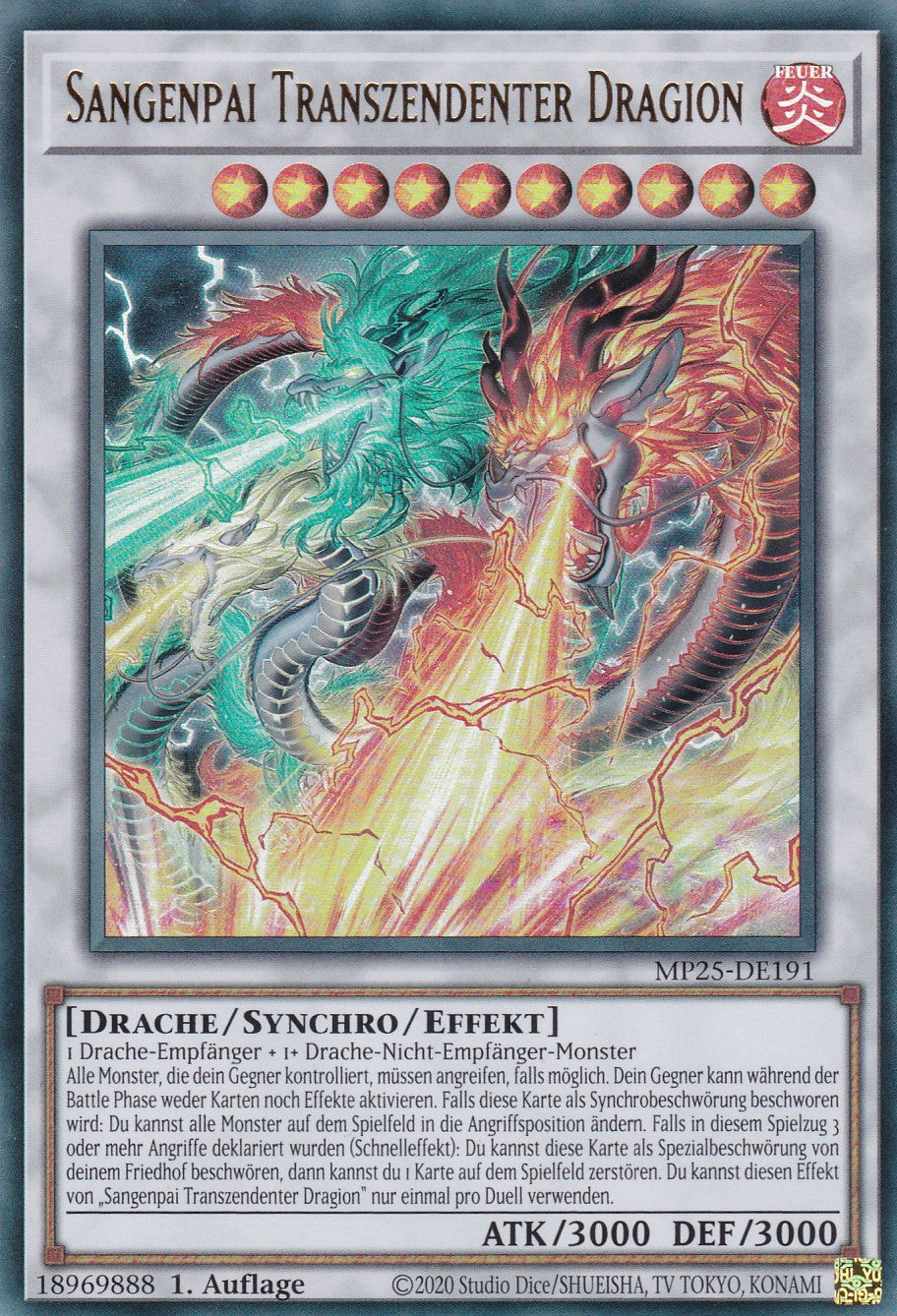 Sangenpai Transzendenter Dragion – MP25-DE191 – Ultra Rare – 1. Auflage – Deutsch – 2025 Mega-Pack Tin