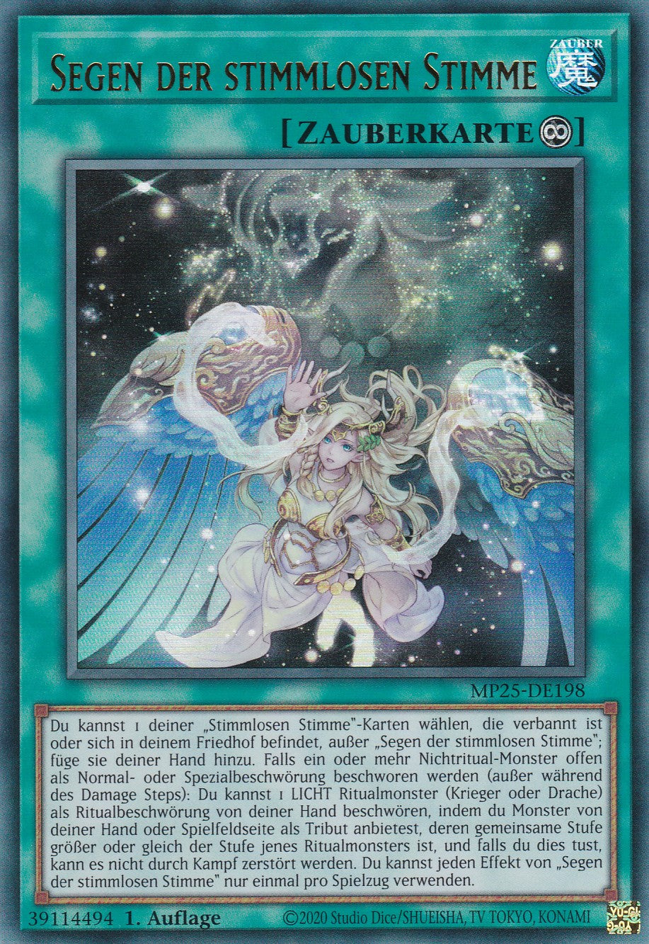 Segen der stimmlosen Stimme – MP25-DE198 – Ultra Rare – 1. Auflage – Deutsch – 2025 Mega-Pack Tin