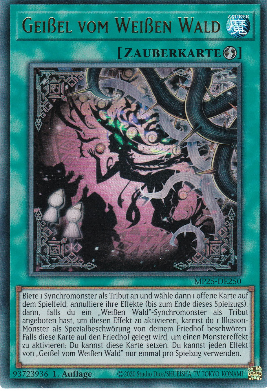 Geißel vom Weißen Wald – MP25-DE250 – Ultra Rare – 1. Auflage – Deutsch – 2025 Mega-Pack Tin