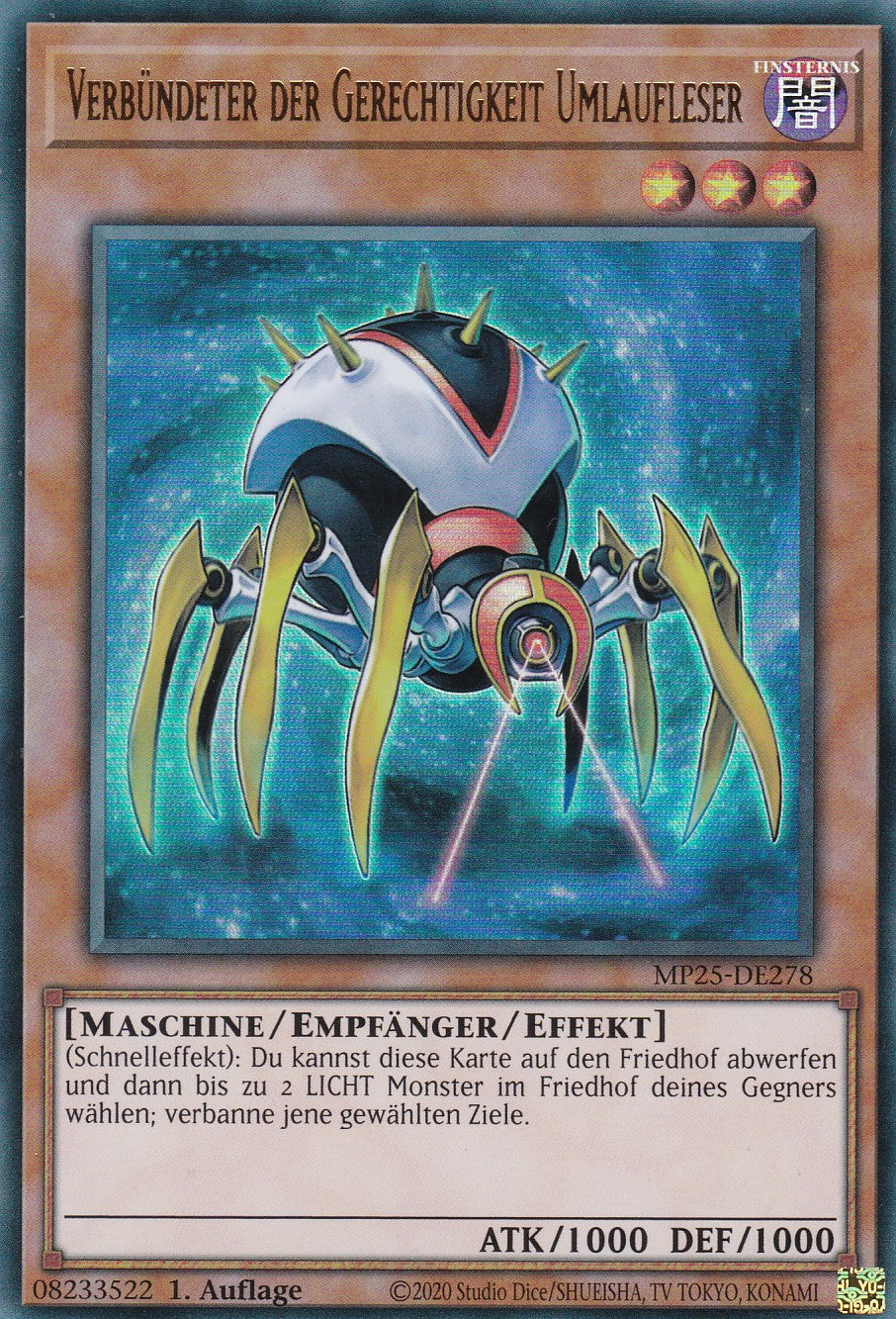 Verbündeter der Gerechtigkeit Umlaufleser – MP25-DE278 – Ultra Rare – 1. Auflage – Deutsch – 2025 Mega-Pack Tin