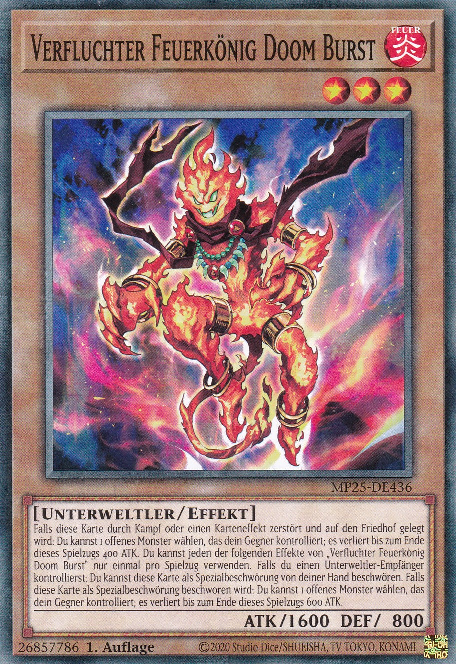 Verfluchter Feuerkönig Doom Burst – MP25-DE436 – Common – 1. Auflage – Deutsch – 2025 Mega-Pack Tin