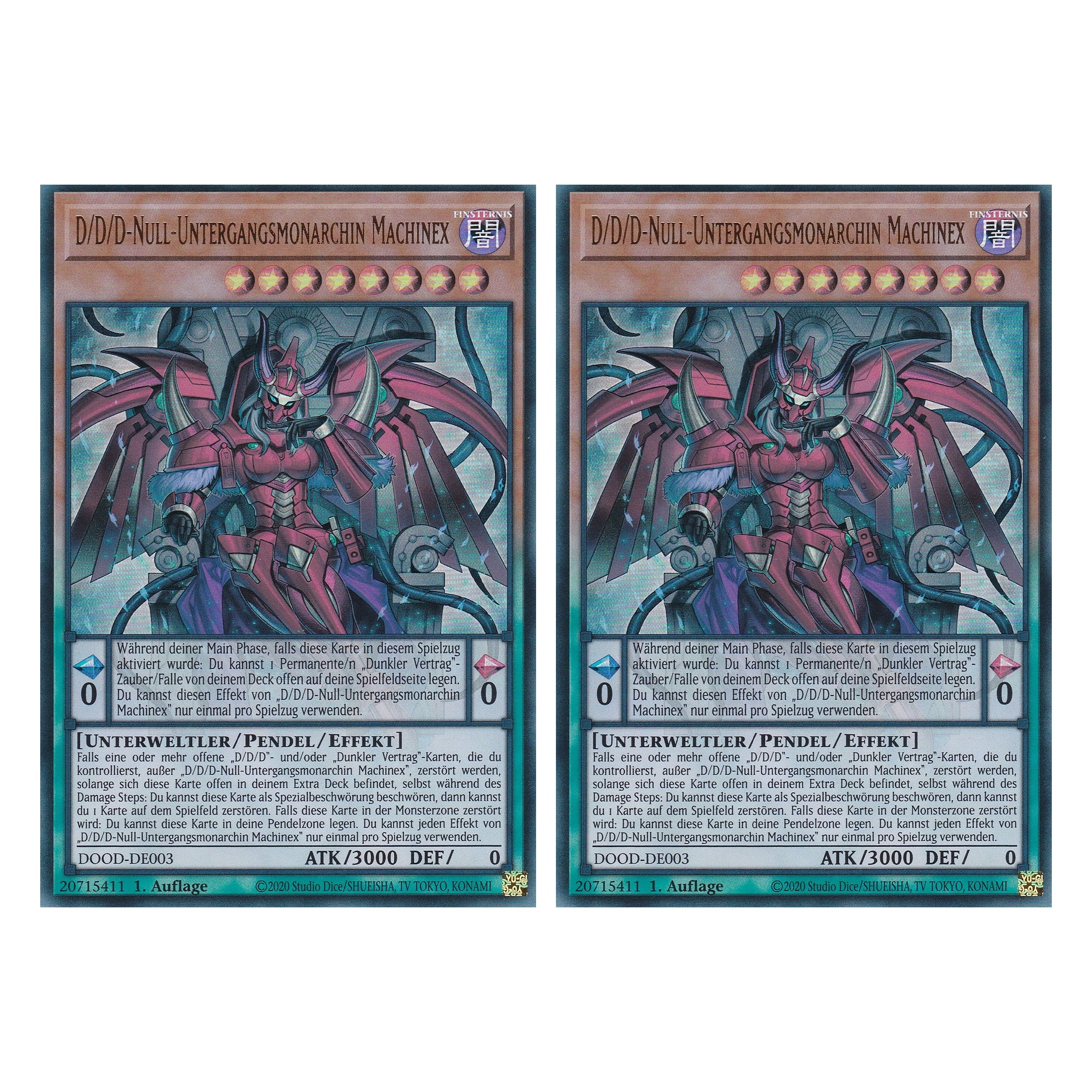 D/D/D-Null-Untergangsmonarchin Machinex - DOOD-DE003 - Ultra Rare - Deutsch - 1. Auflage - Doom of Dimensions - Duo Set (2 Stück) - Yu-Gi-Oh!