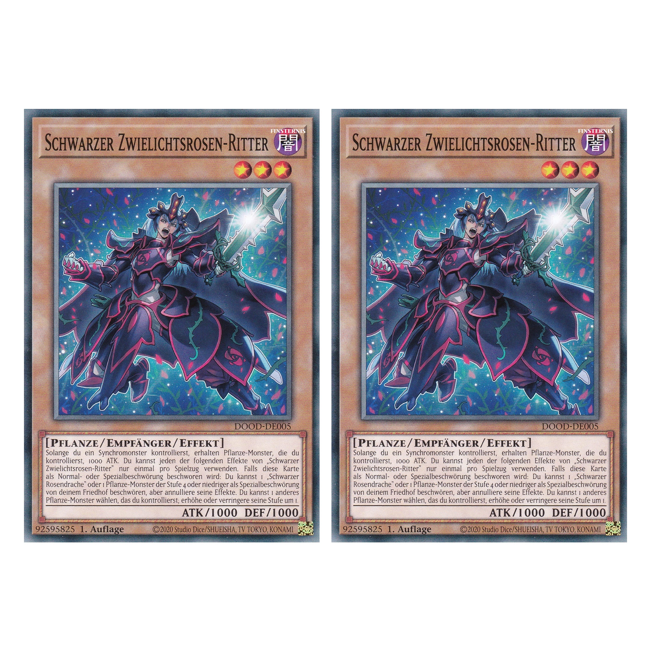 Schwarzer Zwielichtsrosen-Ritter - DOOD-DE005 - Common - Deutsch - 1. Auflage - Doom of Dimensions - Duo Set (2 Stück) - Yu-Gi-Oh!