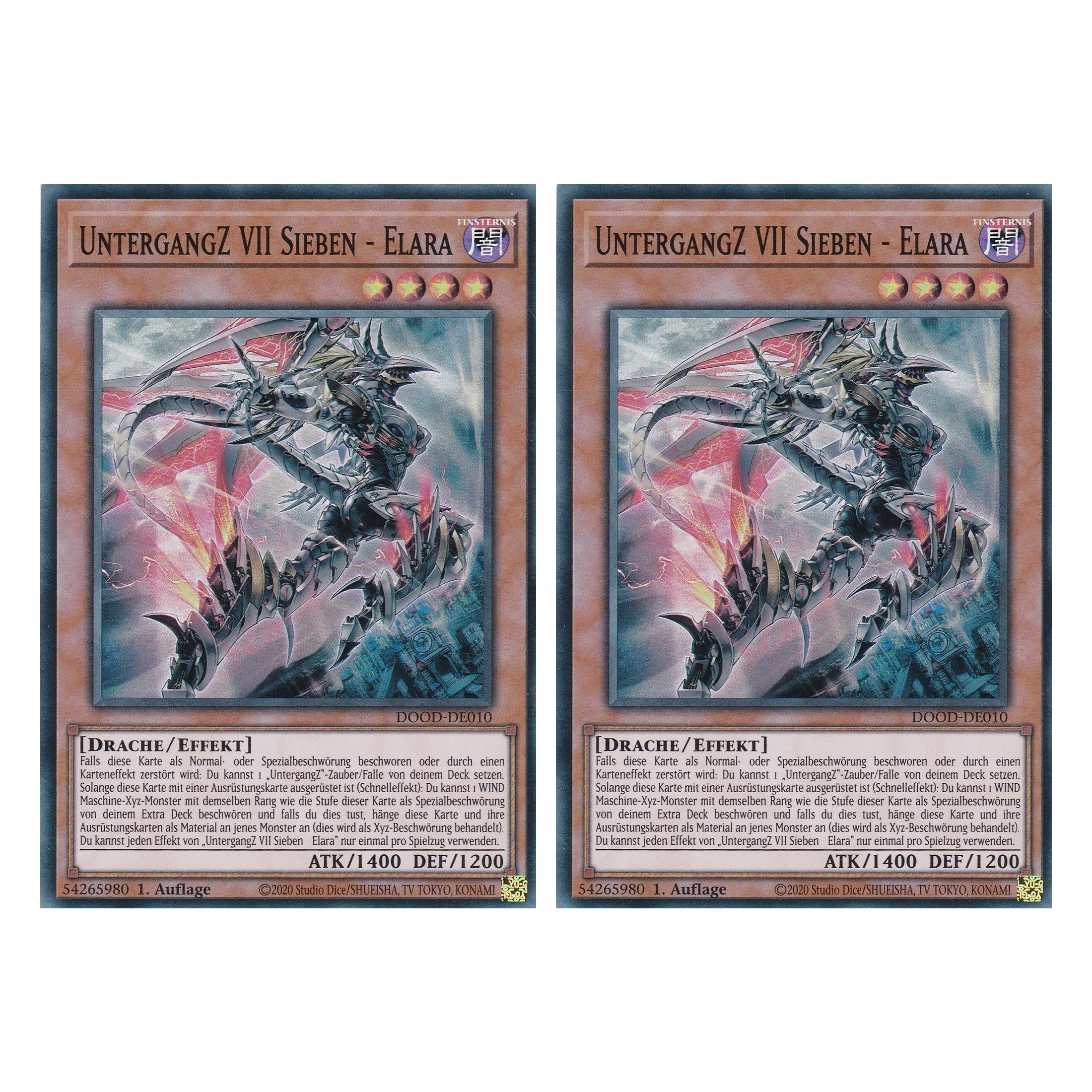 UntergangZ VII Sieben - Elara - DOOD-DE010 - Super Rare - Deutsch - 1. Auflage - Doom of Dimensions - Duo Set (2 Stück) - Yu-Gi-Oh!