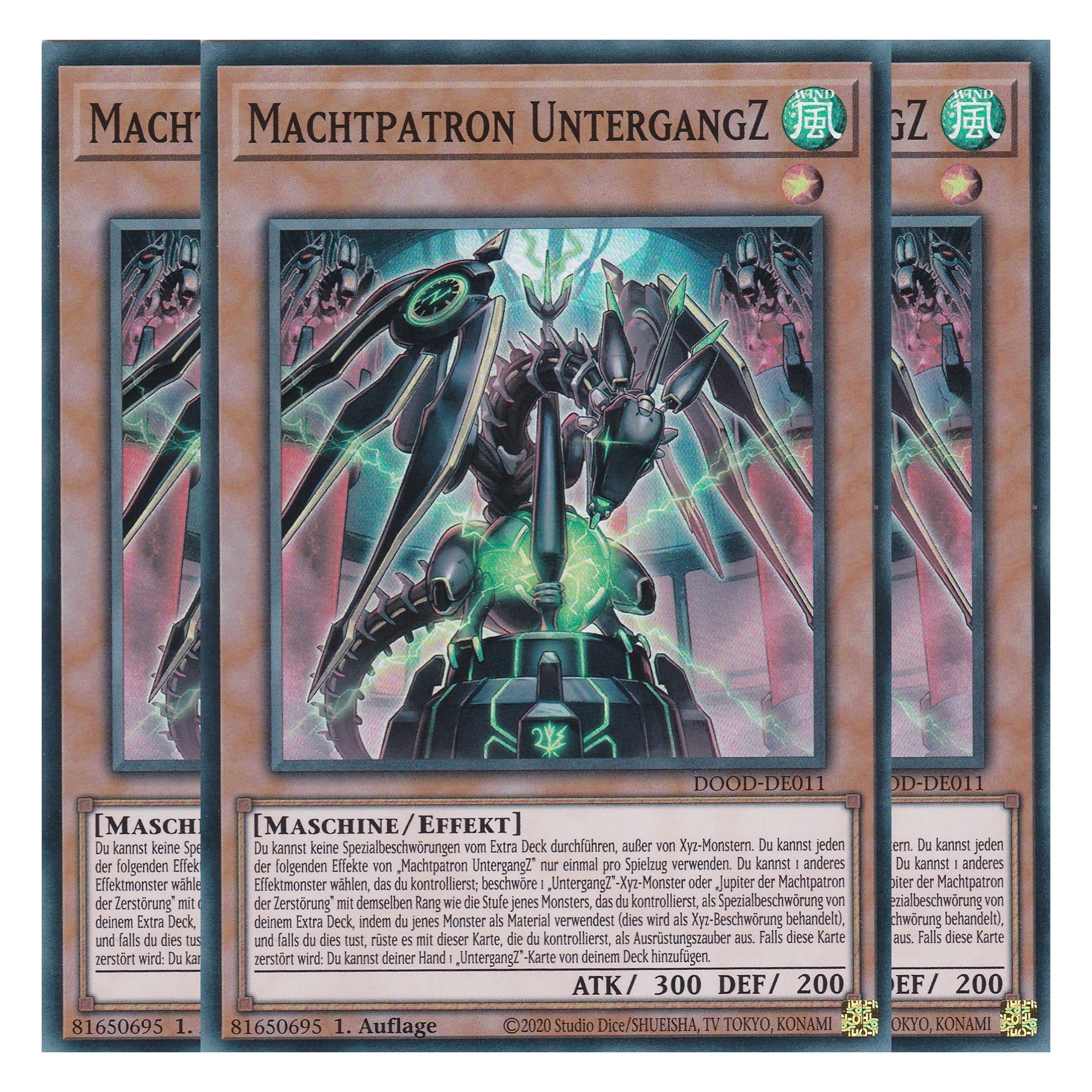 Machtpatron UntergangZ - DOOD-DE011 - Super Rare - Deutsch - 1. Auflage - Doom of Dimensions - Playset (3 Kopien) - Yu-Gi-Oh!