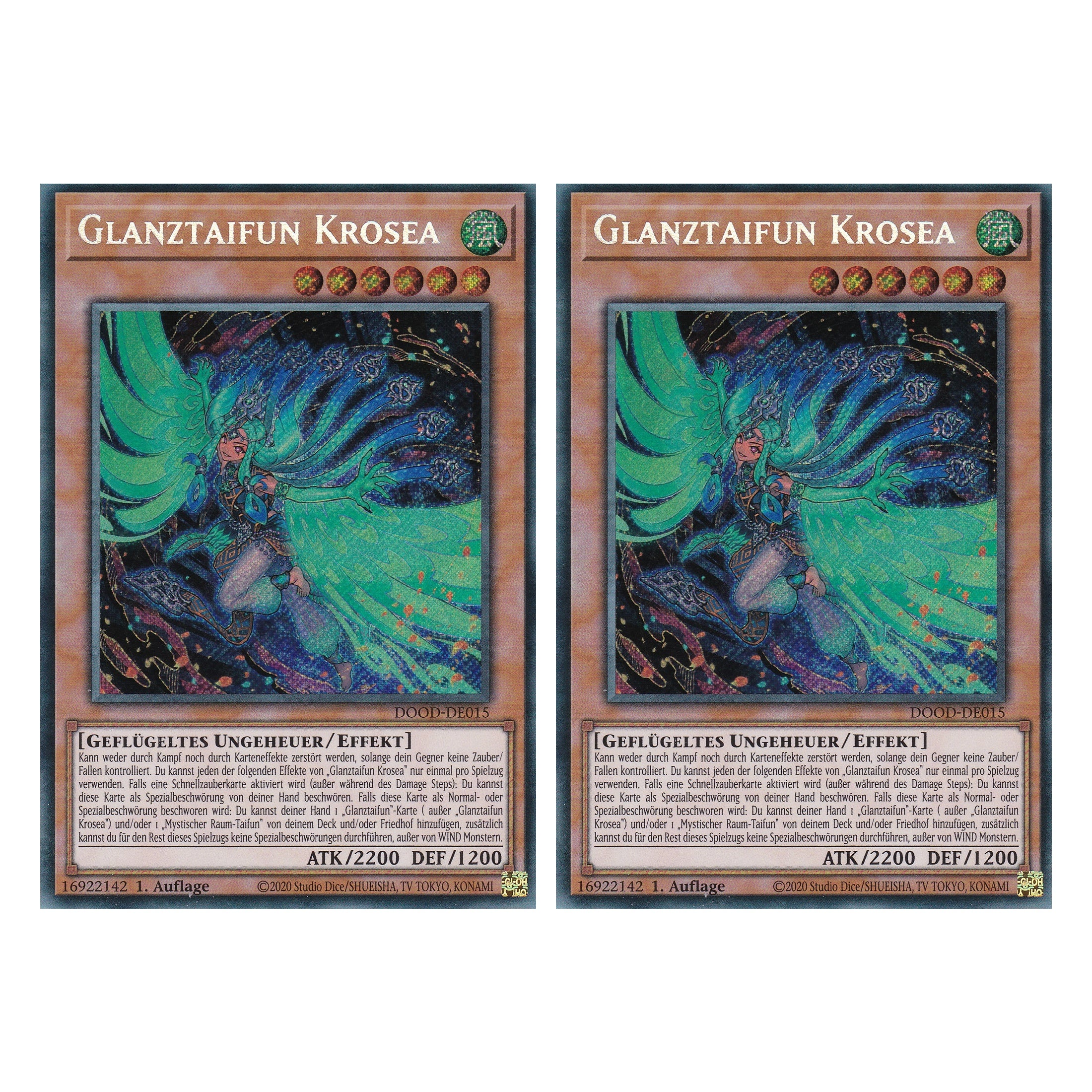 Glanztaifun Krosea - DOOD-DE015 - Secret Rare - Deutsch - 1. Auflage - Doom of Dimensions - Duo Set (2 Stück) - Yu-Gi-Oh!