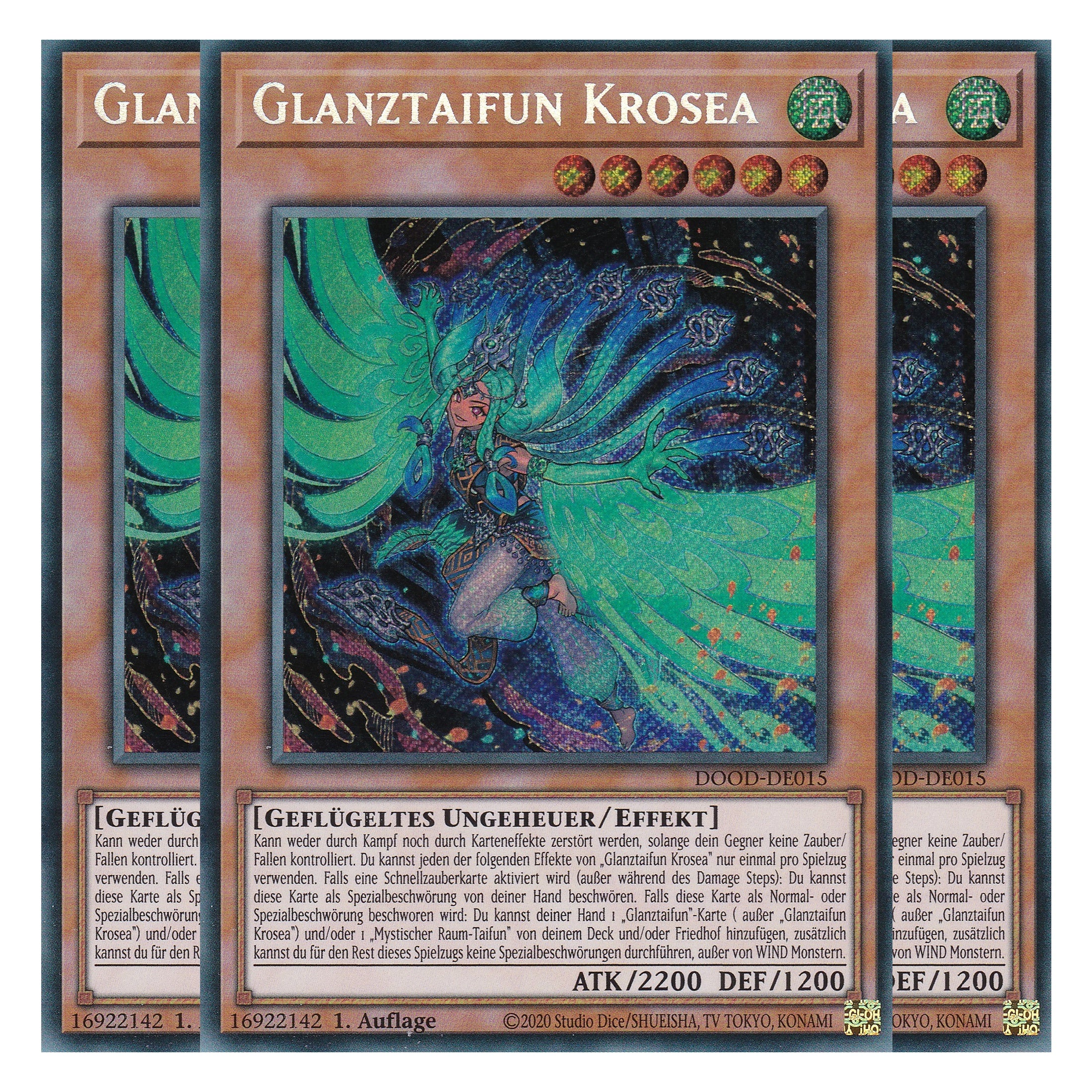 Glanztaifun Krosea - DOOD-DE015 - Secret Rare - Deutsch - 1. Auflage - Doom of Dimensions - Playset (3 Kopien) - Yu-Gi-Oh!