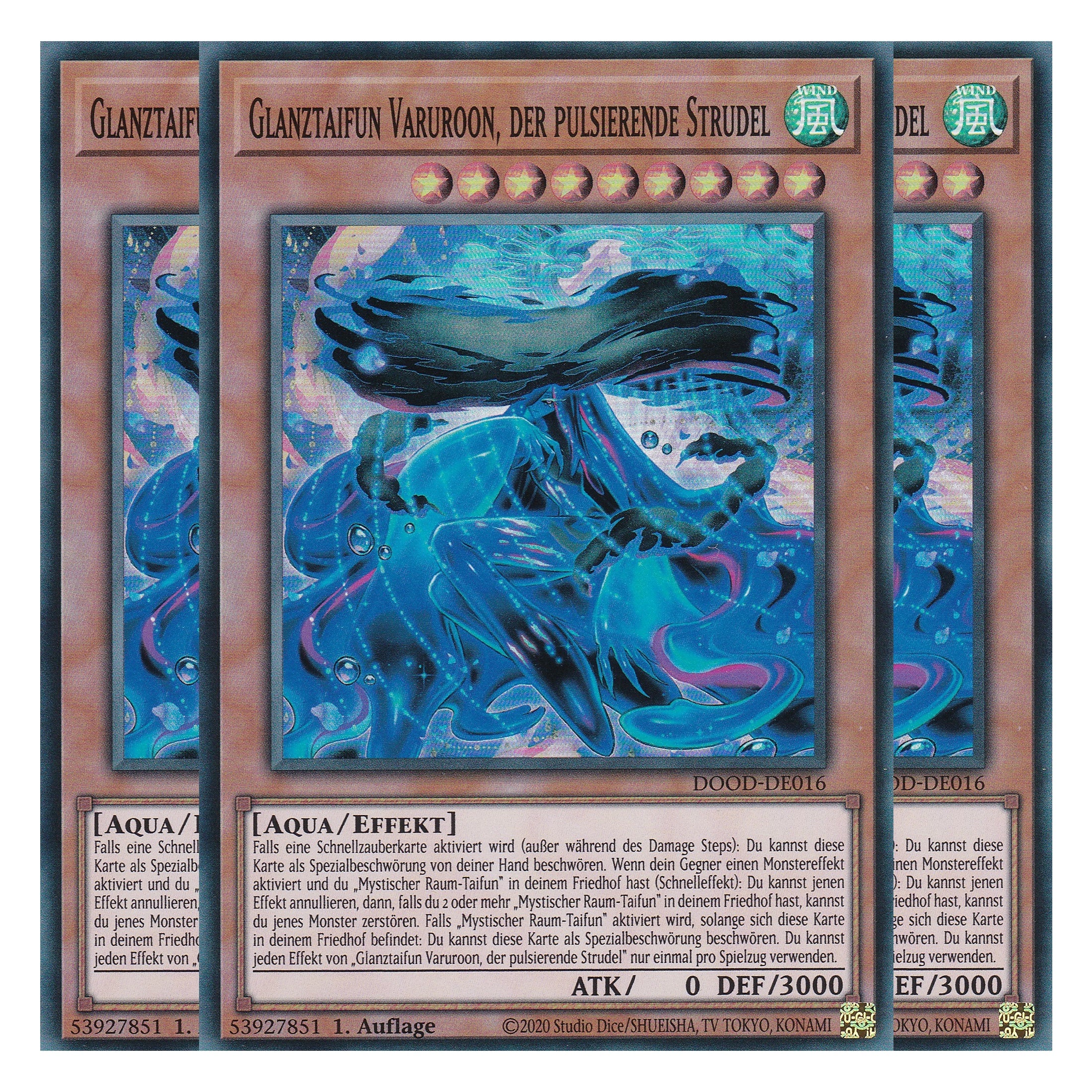 Glanztaifun Varuroon, der pulsierende Strudel - DOOD-DE016 - Super Rare - Deutsch - 1. Auflage - Doom of Dimensions - Playset (3 Kopien) - Yu-Gi-Oh!