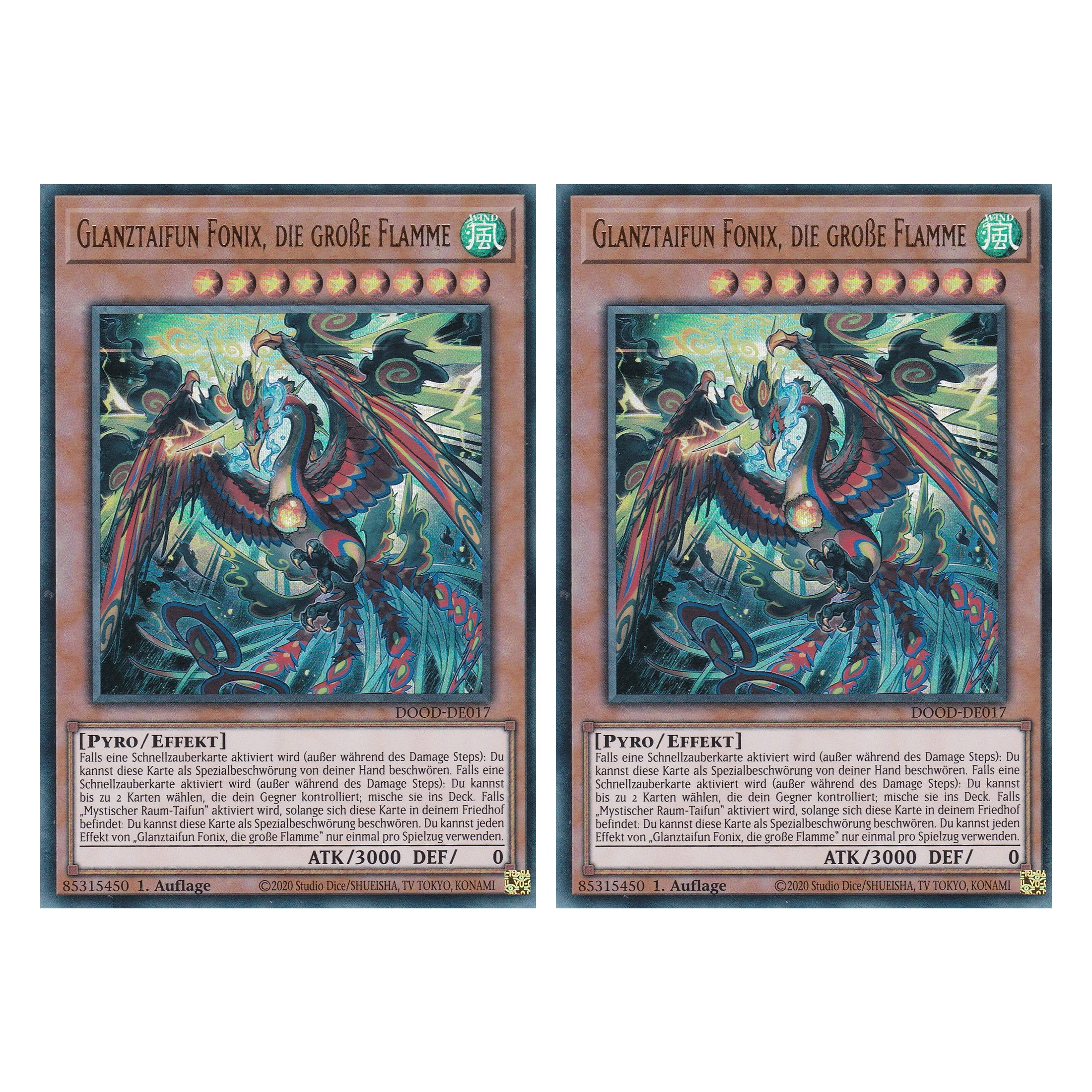 Glanztaifun Fonix, die große Flamme - DOOD-DE017 - Ultra Rare - Deutsch - 1. Auflage - Doom of Dimensions - Duo Set (2 Stück) - Yu-Gi-Oh!