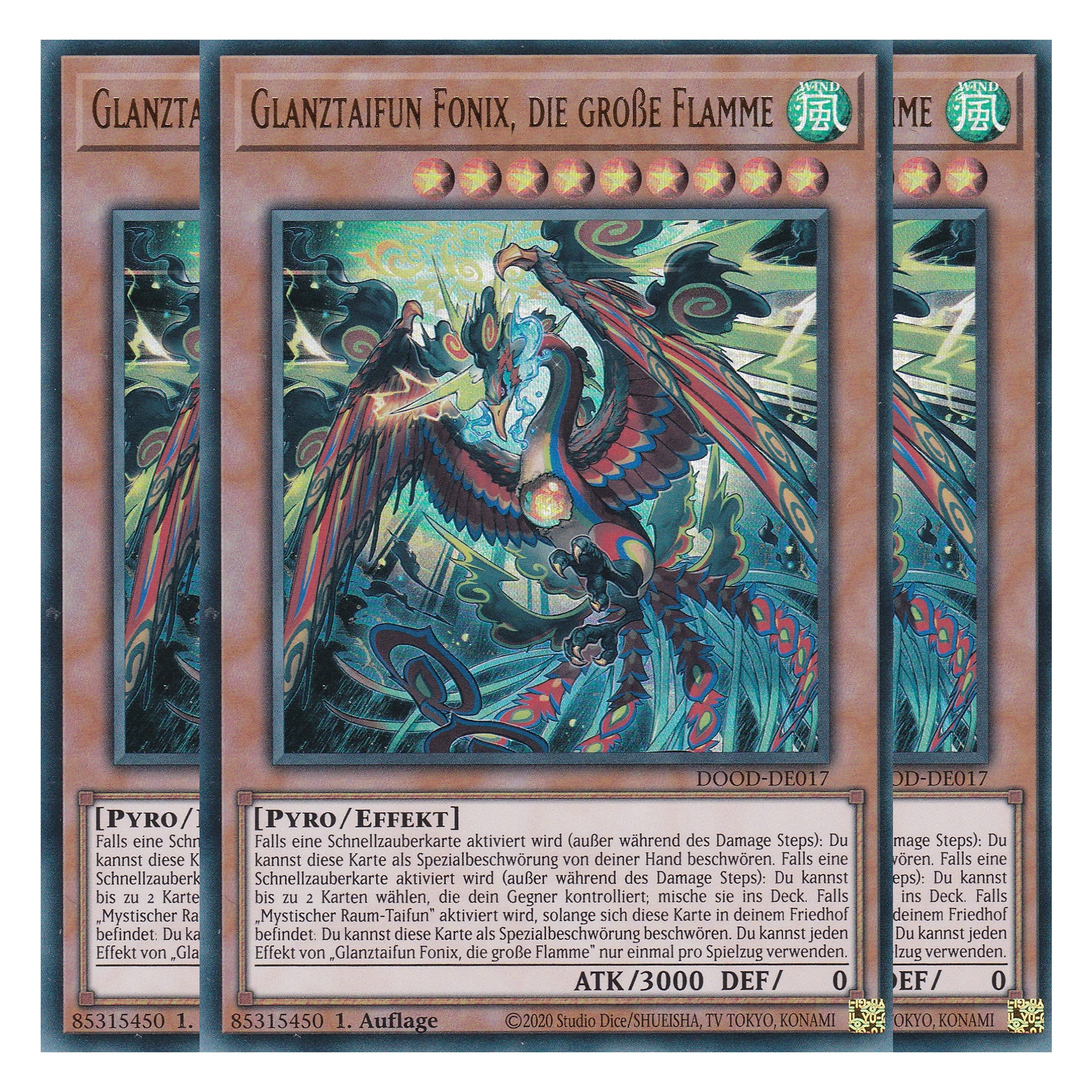 Glanztaifun Fonix, die große Flamme - DOOD-DE017 - Ultra Rare - Deutsch - 1. Auflage - Doom of Dimensions - Playset (3 Kopien) - Yu-Gi-Oh!