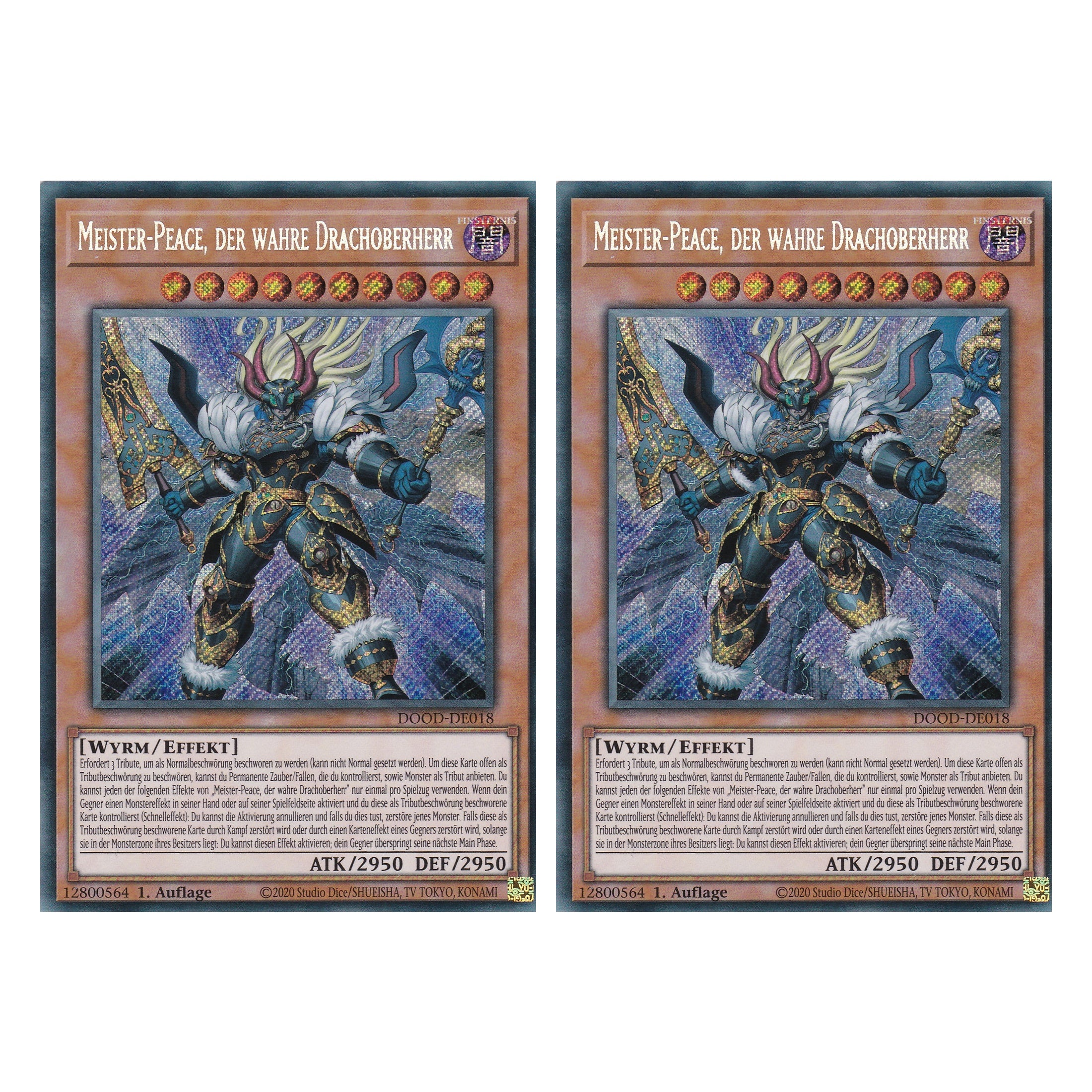 Meister-Peace, der wahre Drachoberherr - DOOD-DE018 - Secret Rare - Deutsch - 1. Auflage - Doom of Dimensions - Duo Set (2 Stück) - Yu-Gi-Oh!