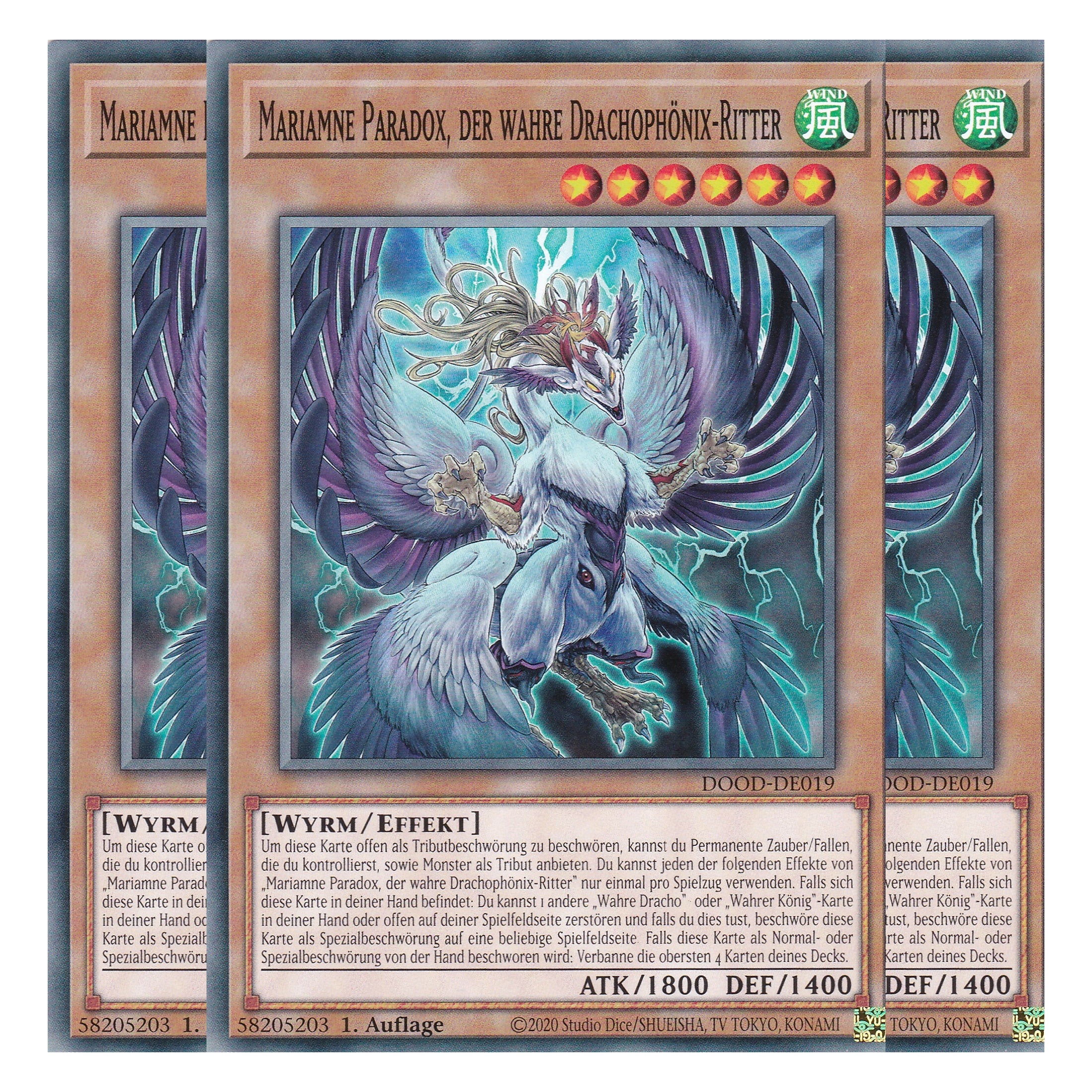 Mariamne Paradox, der wahre Drachophönix-Ritter - DOOD-DE019 - Common - Deutsch - 1. Auflage - Doom of Dimensions - Playset (3 Kopien) - Yu-Gi-Oh!
