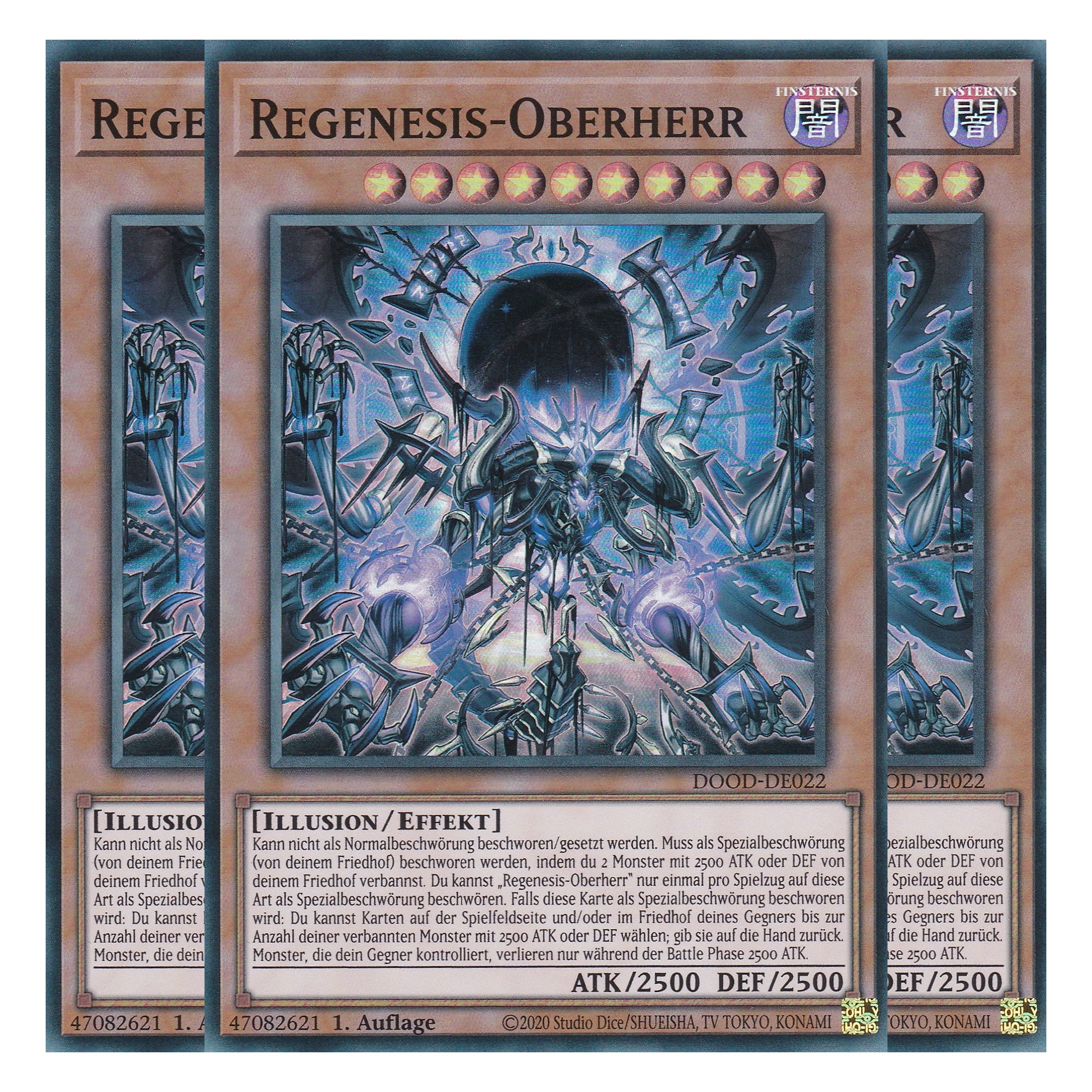 Regenesis-Oberherr - DOOD-DE022 - Super Rare - Deutsch - 1. Auflage - Doom of Dimensions - Playset (3 Kopien) - Yu-Gi-Oh!