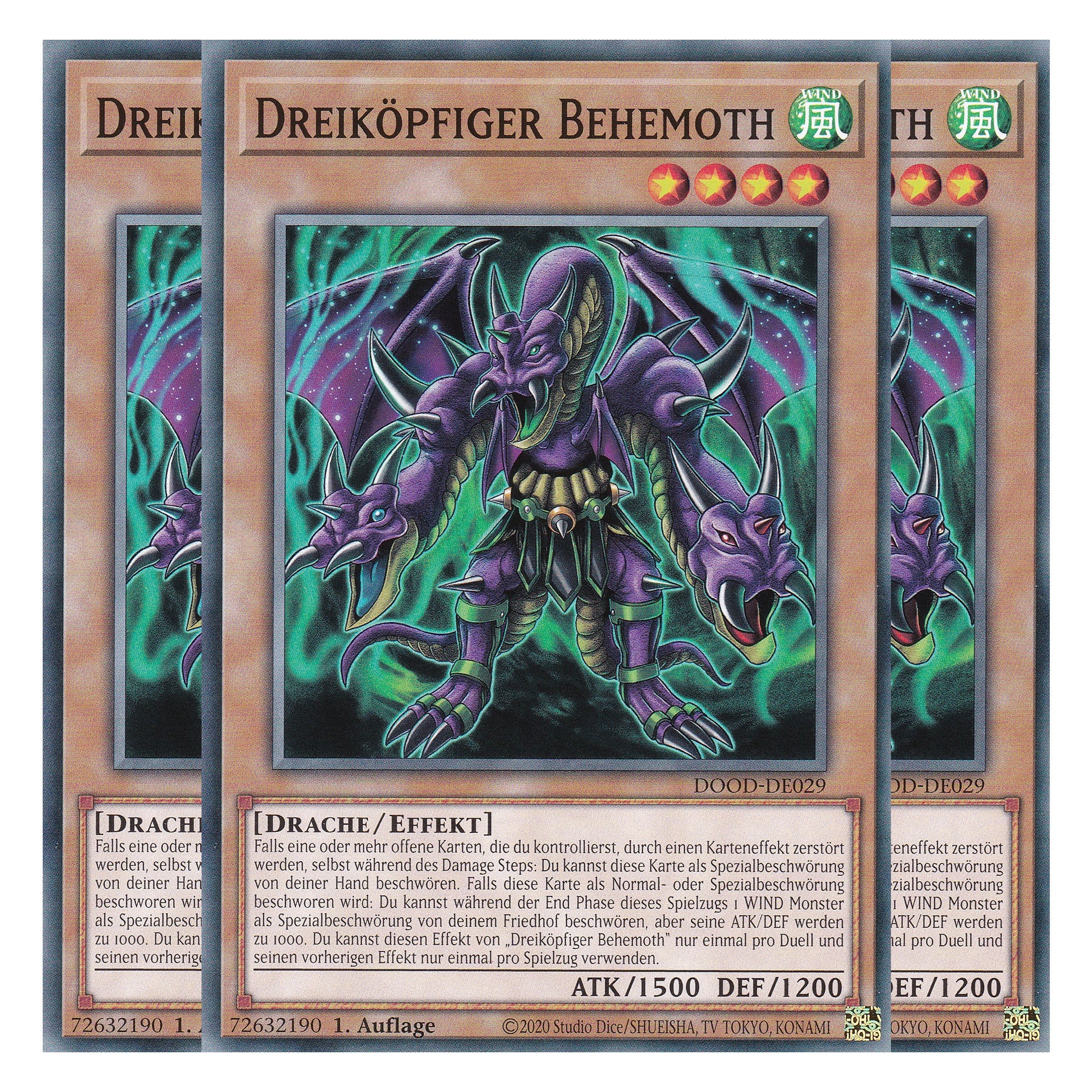 Dreiköpfiger Behemoth - DOOD-DE029 - Common - Deutsch - 1. Auflage - Doom of Dimensions - Playset (3 Kopien) - Yu-Gi-Oh!