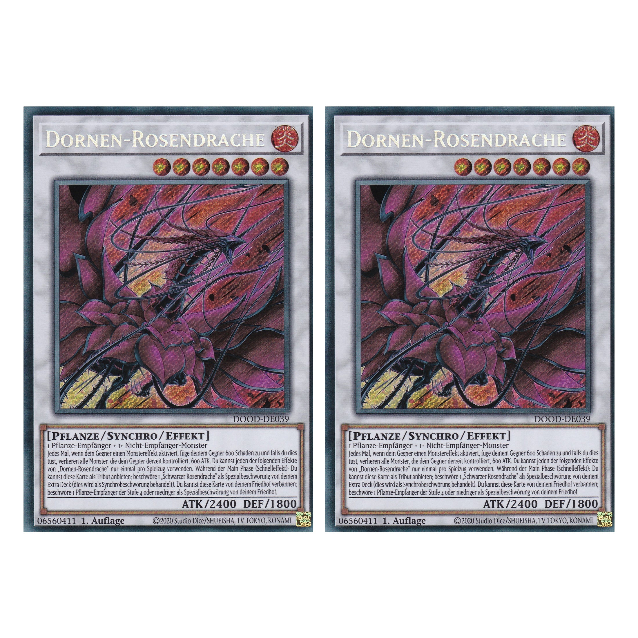 Dornen-Rosendrache - DOOD-DE039 - Secret Rare - Deutsch - 1. Auflage - Doom of Dimensions - Duo Set (2 Stück) - Yu-Gi-Oh!