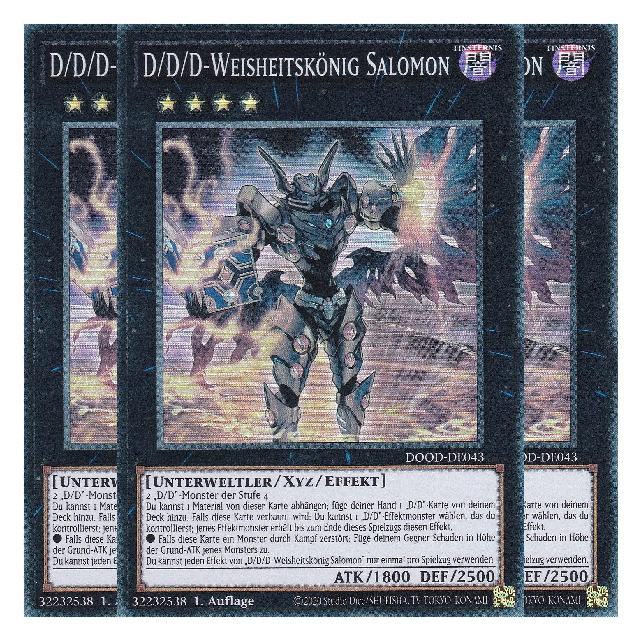 D/D/D-Weisheitskönig Salomon - DOOD-DE043 - Super Rare - Deutsch - 1. Auflage - Doom of Dimensions - Playset (3 Kopien) - Yu-Gi-Oh!
