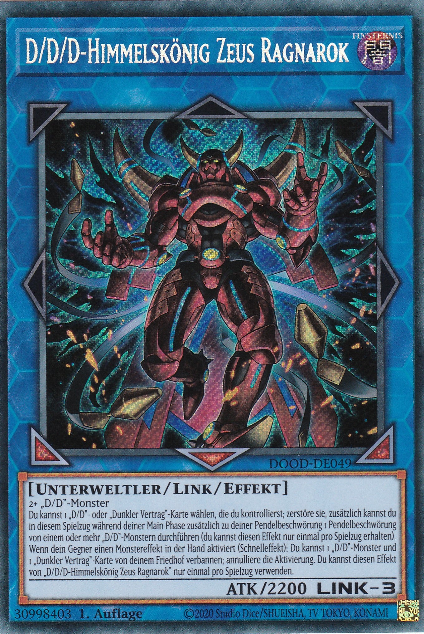 D/D/D-Himmelskönig Zeus Ragnarok – DOOD-DE049 – Secret Rare – 1. Auflage – Deutsch – Doom of Dimensions