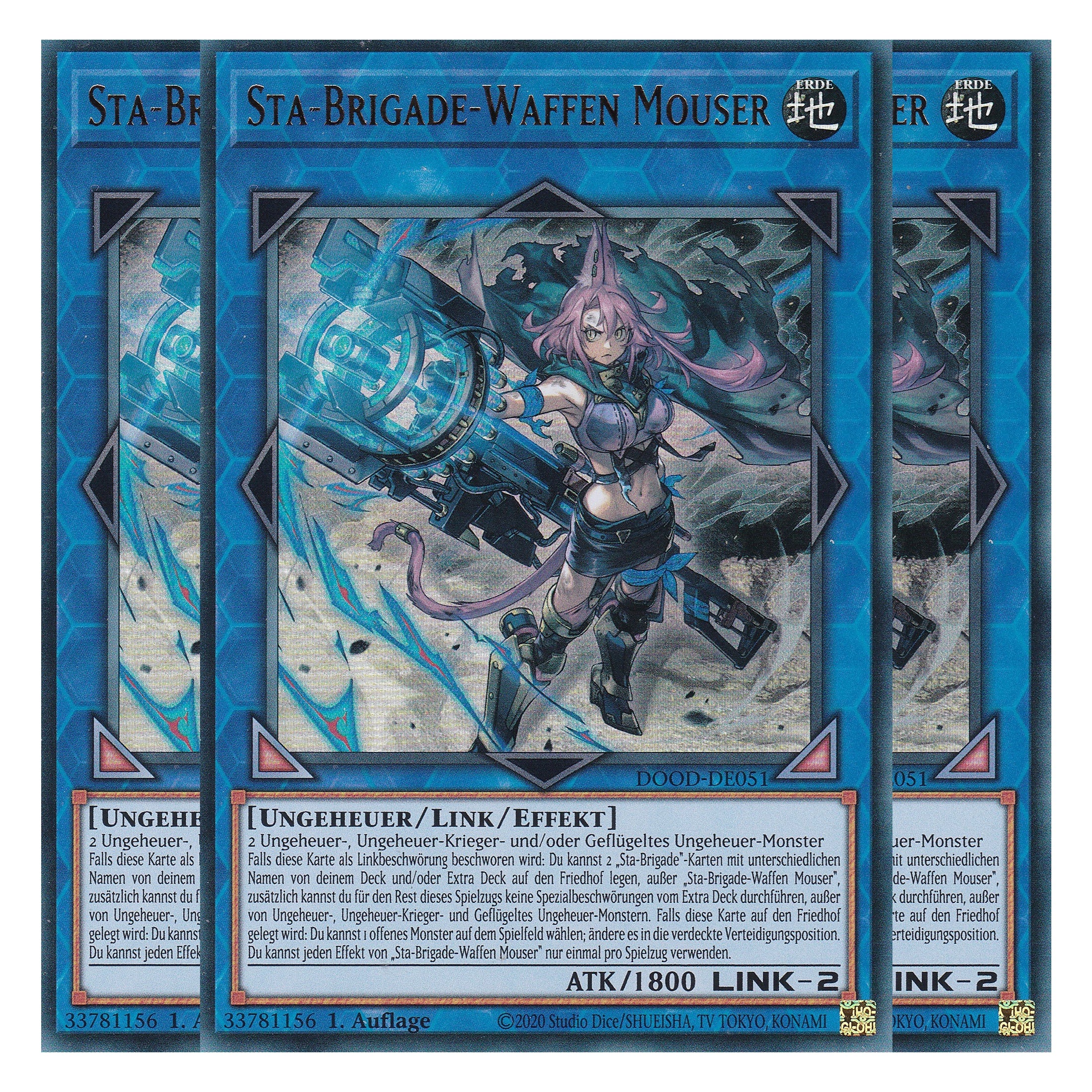 Sta-Brigade-Waffen Mouser - DOOD-DE051 - Ultra Rare - Deutsch - 1. Auflage - Doom of Dimensions - Playset (3 Kopien) - Yu-Gi-Oh!