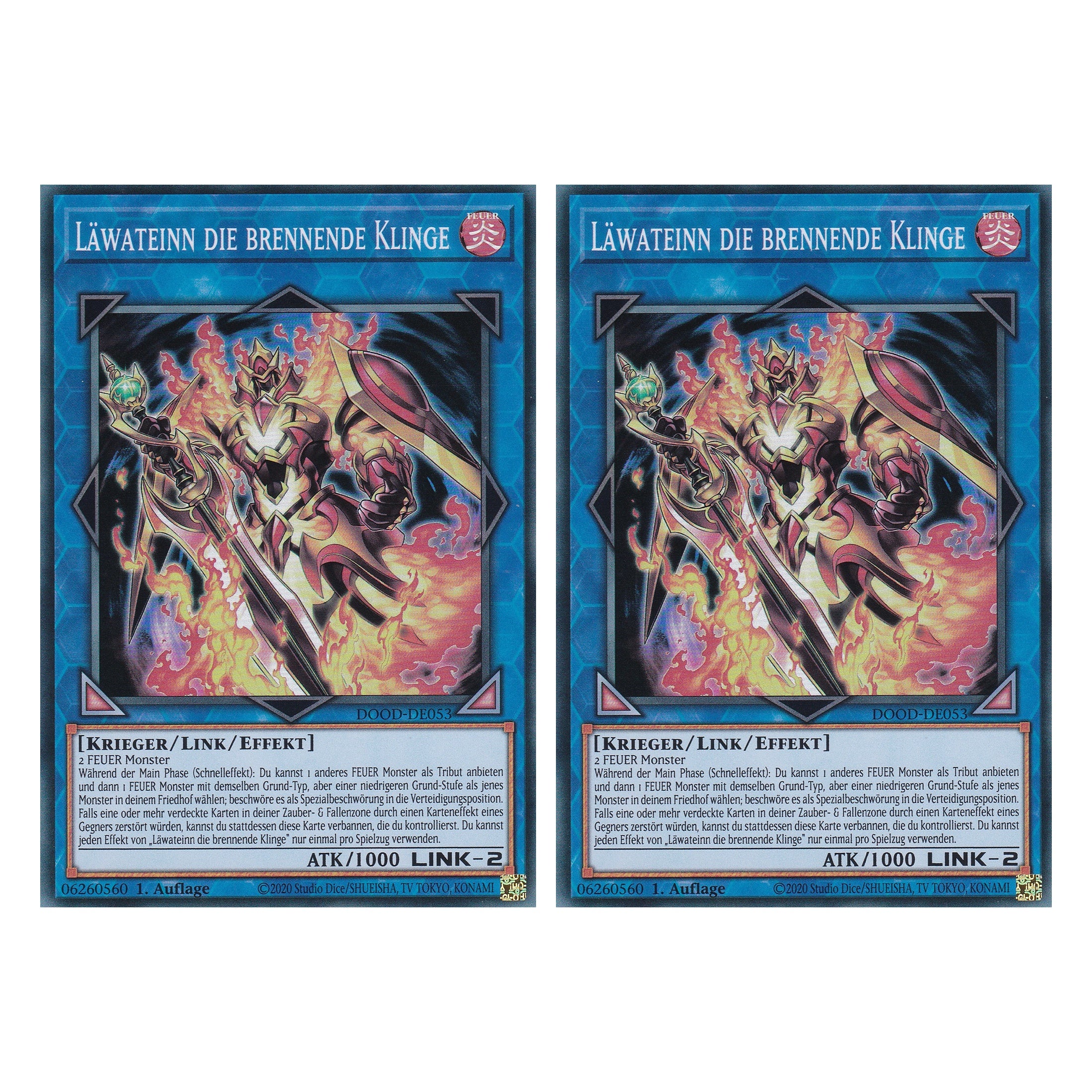 Läwateinn die brennende Klinge - DOOD-DE053 - Super Rare - Deutsch - 1. Auflage - Doom of Dimensions - Duo Set (2 Stück) - Yu-Gi-Oh!