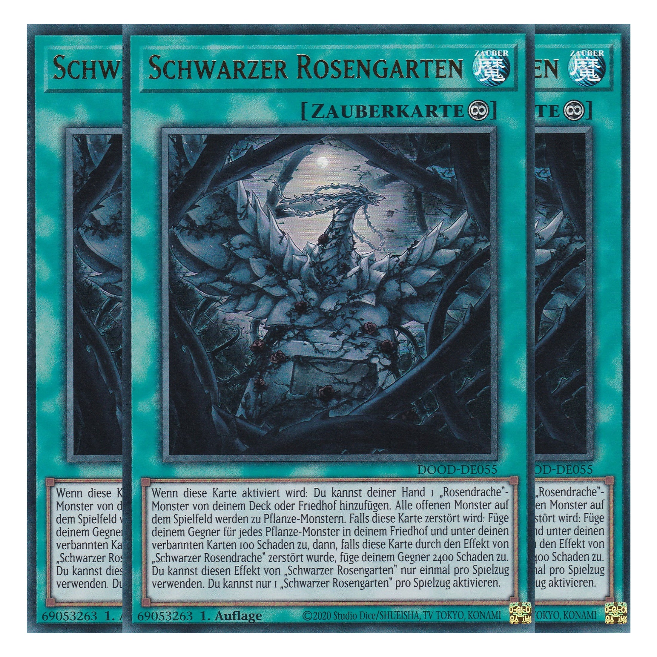 Schwarzer Rosengarten - DOOD-DE055 - Ultra Rare - Deutsch - 1. Auflage - Doom of Dimensions - Playset (3 Kopien) - Yu-Gi-Oh!