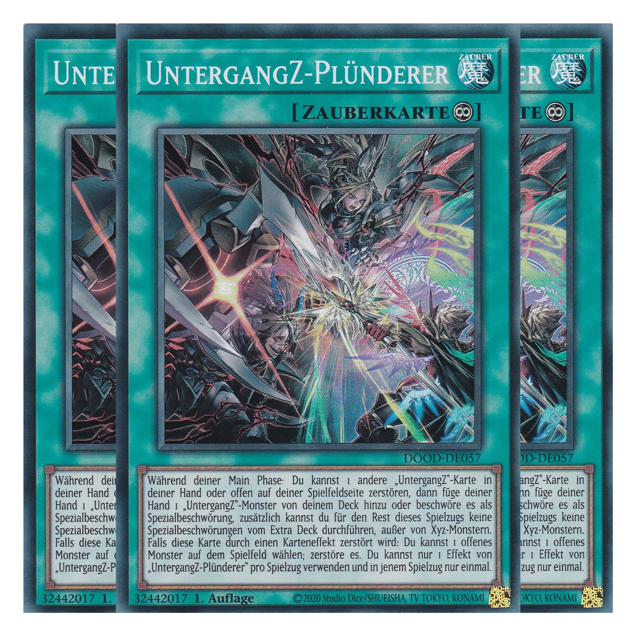 UntergangZ-Plünderer - DOOD-DE057 - Super Rare - Deutsch - 1. Auflage - Doom of Dimensions - Playset (3 Kopien) - Yu-Gi-Oh!