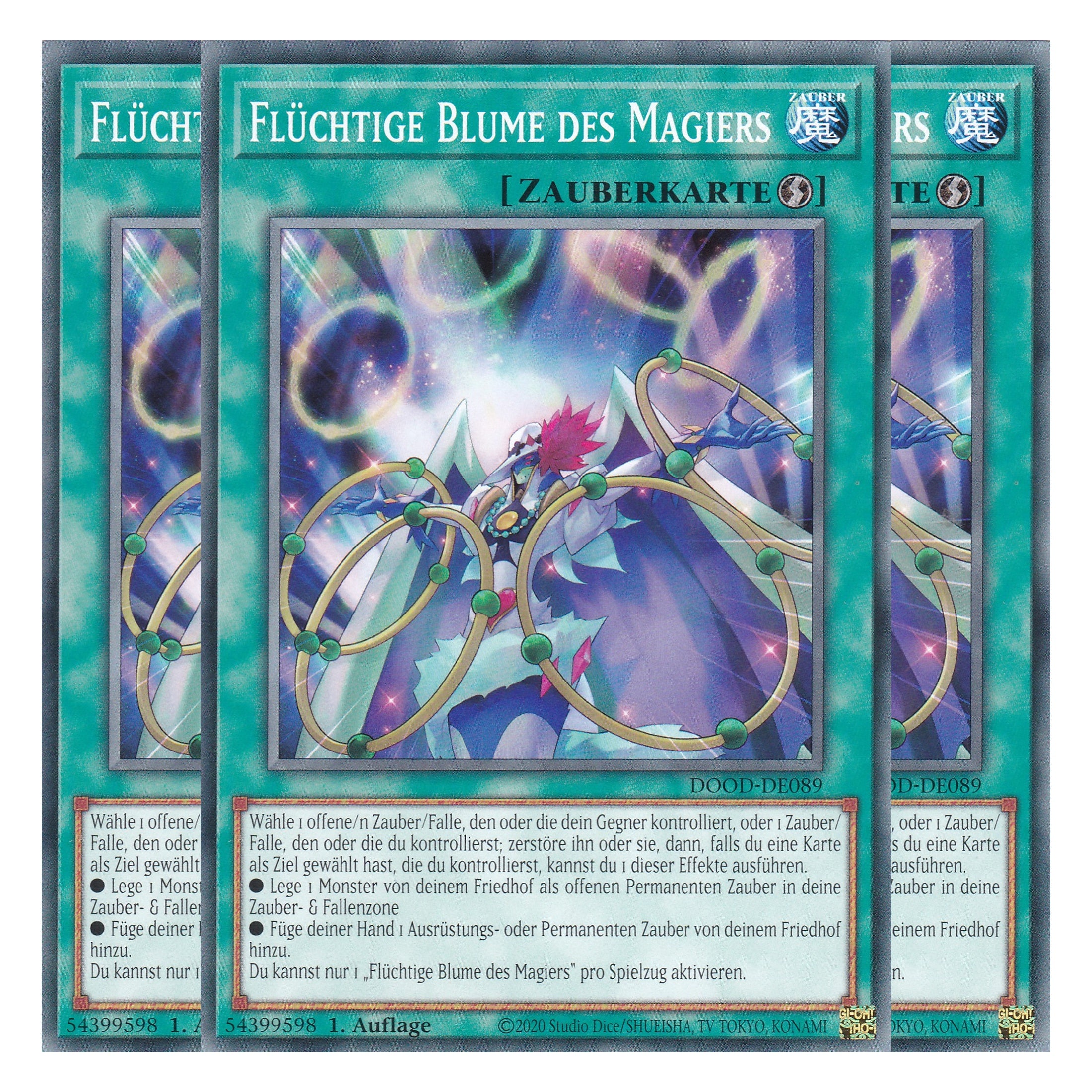 Flüchtige Blume des Magiers - DOOD-DE089 - Common - Deutsch - 1. Auflage - Doom of Dimensions - Playset (3 Kopien) - Yu-Gi-Oh!