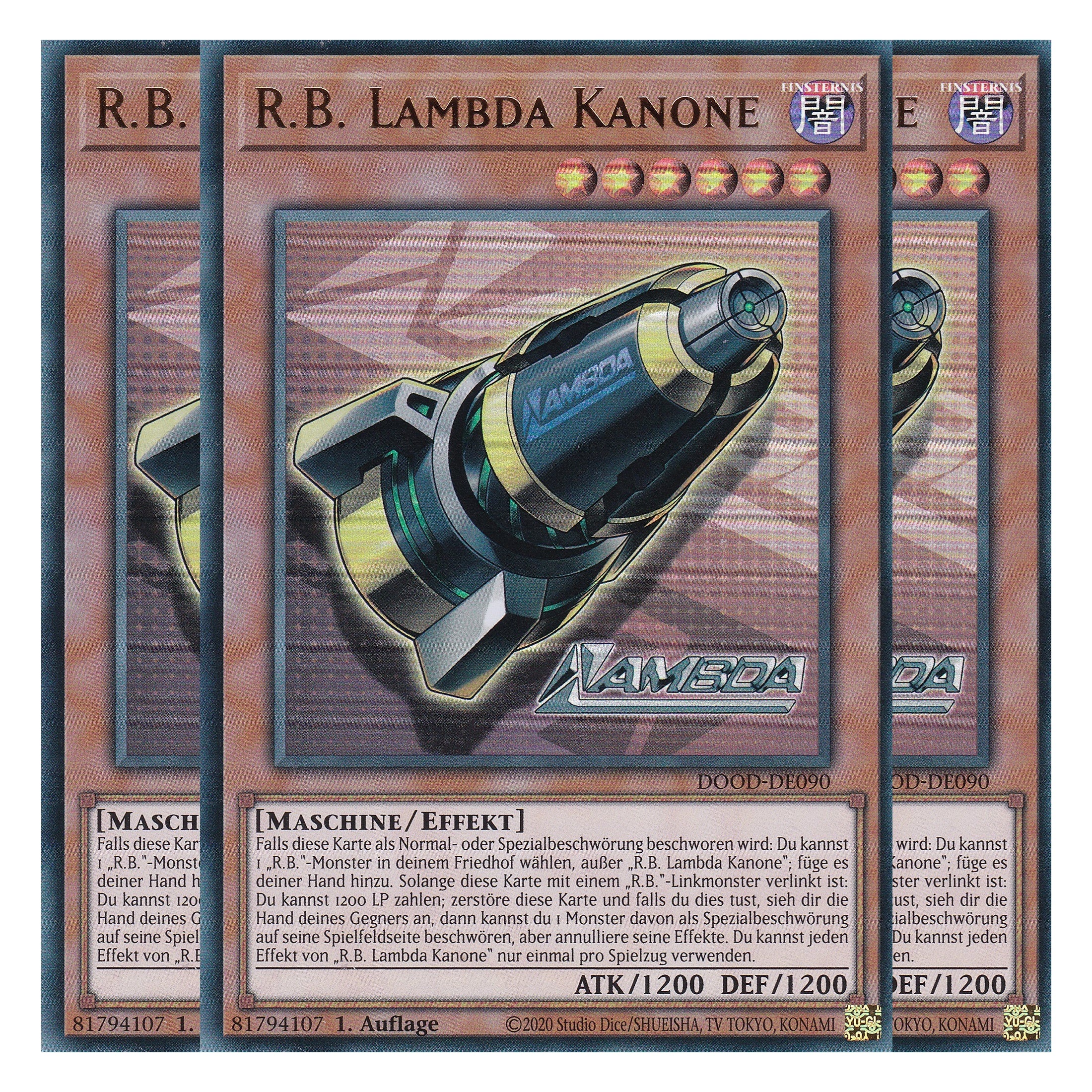 R.B. Lambda Kanone - DOOD-DE090 - Ultra Rare - Deutsch - 1. Auflage - Doom of Dimensions - Playset (3 Kopien) - Yu-Gi-Oh!