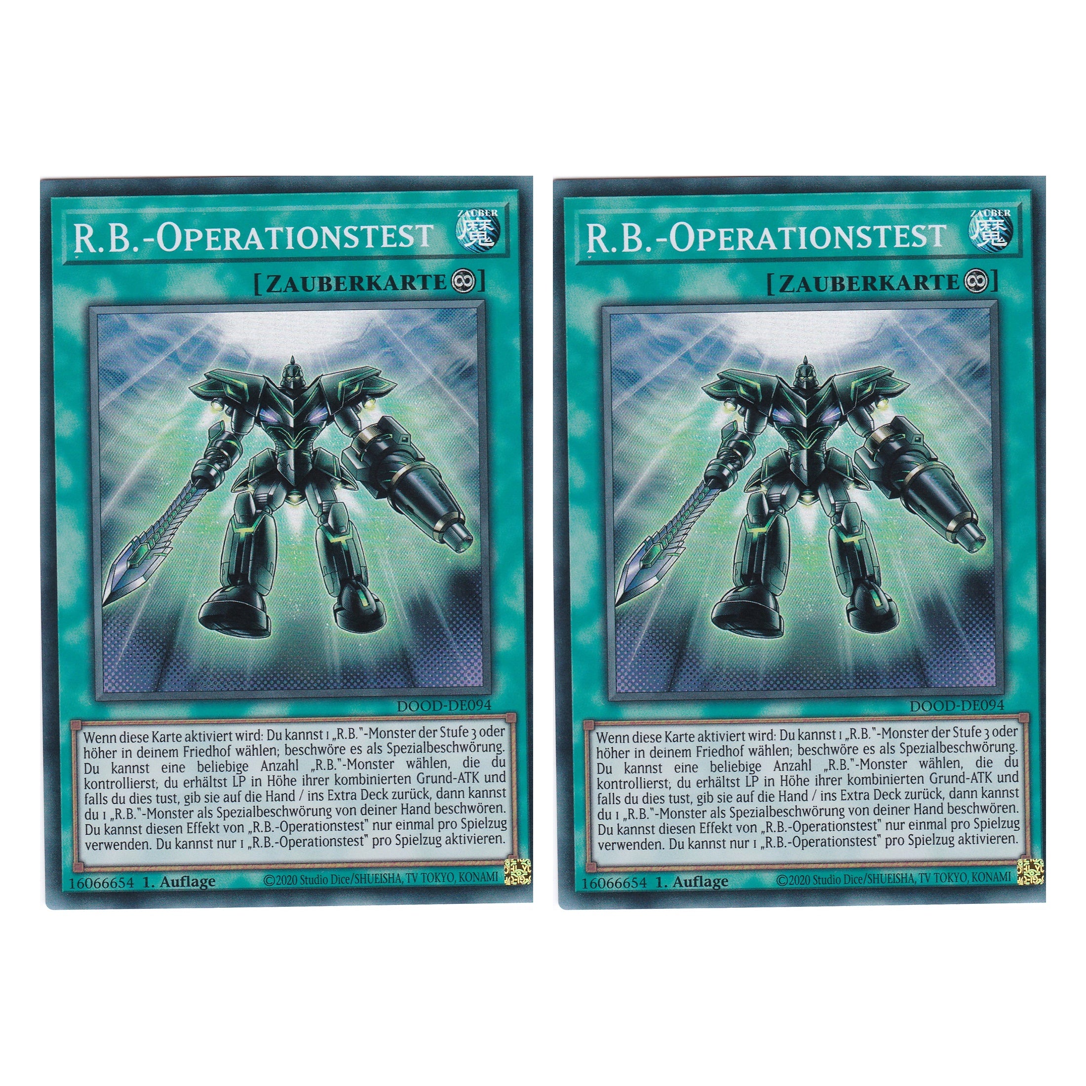 R.B.-Operationstest - DOOD-DE094 - Super Rare - Deutsch - 1. Auflage - Doom of Dimensions - Duo Set (2 Stück) - Yu-Gi-Oh!
