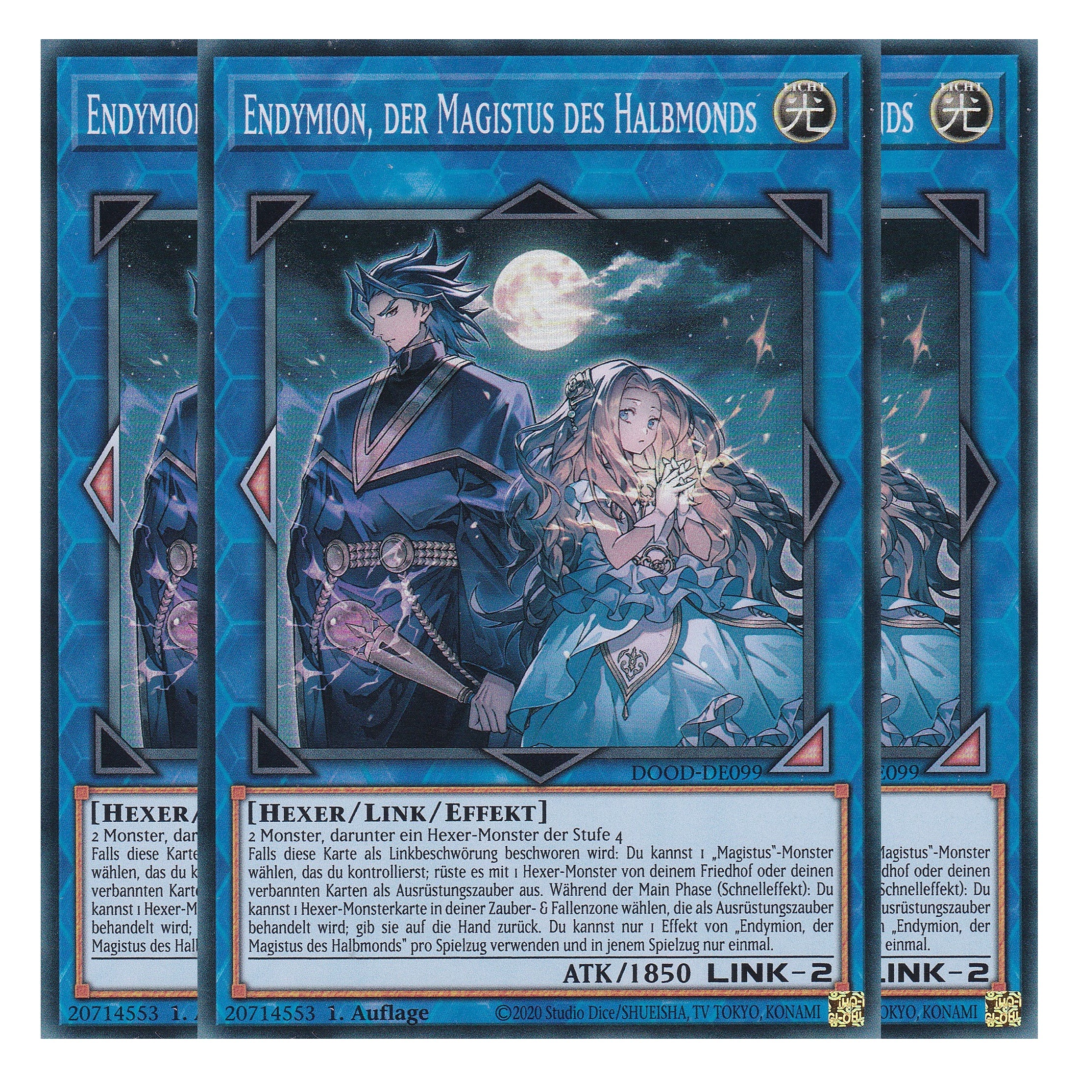 Endymion, der Magistus des Halbmonds - DOOD-DE099 - Super Rare - Deutsch - 1. Auflage - Doom of Dimensions - Playset (3 Kopien) - Yu-Gi-Oh!