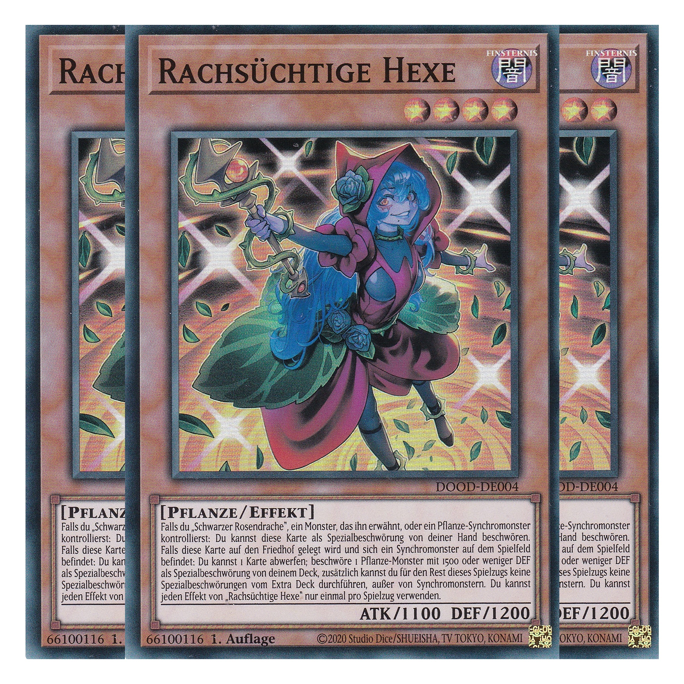 Rachsüchtige Hexe - DOOD-DE004 - Super Rare - Deutsch - 1. Auflage - Doom of Dimensions - Playset (3 Kopien) - Yu-Gi-Oh!