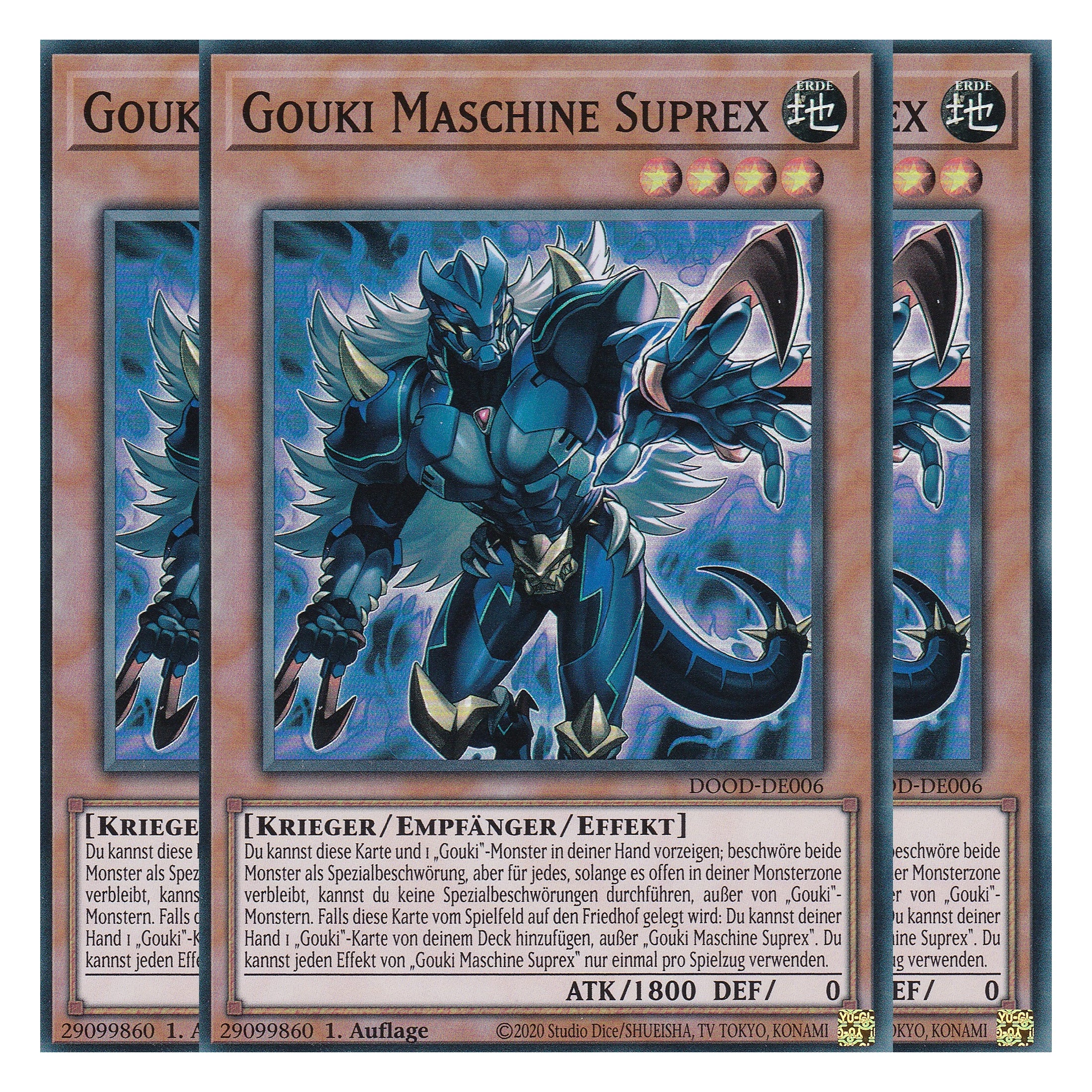 Gouki Maschine Suprex - DOOD-DE006 - Super Rare - Deutsch - 1. Auflage - Doom of Dimensions - Playset (3 Kopien) - Yu-Gi-Oh!