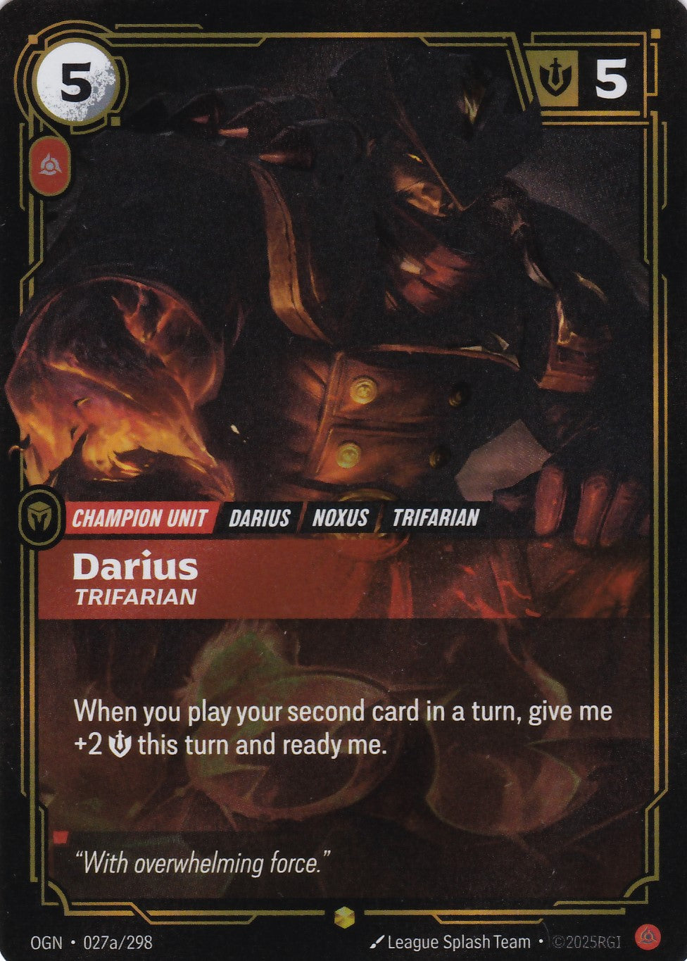 Darius, Trifarian (Alt Art) - OGN-027a - Rare - EN - Origins