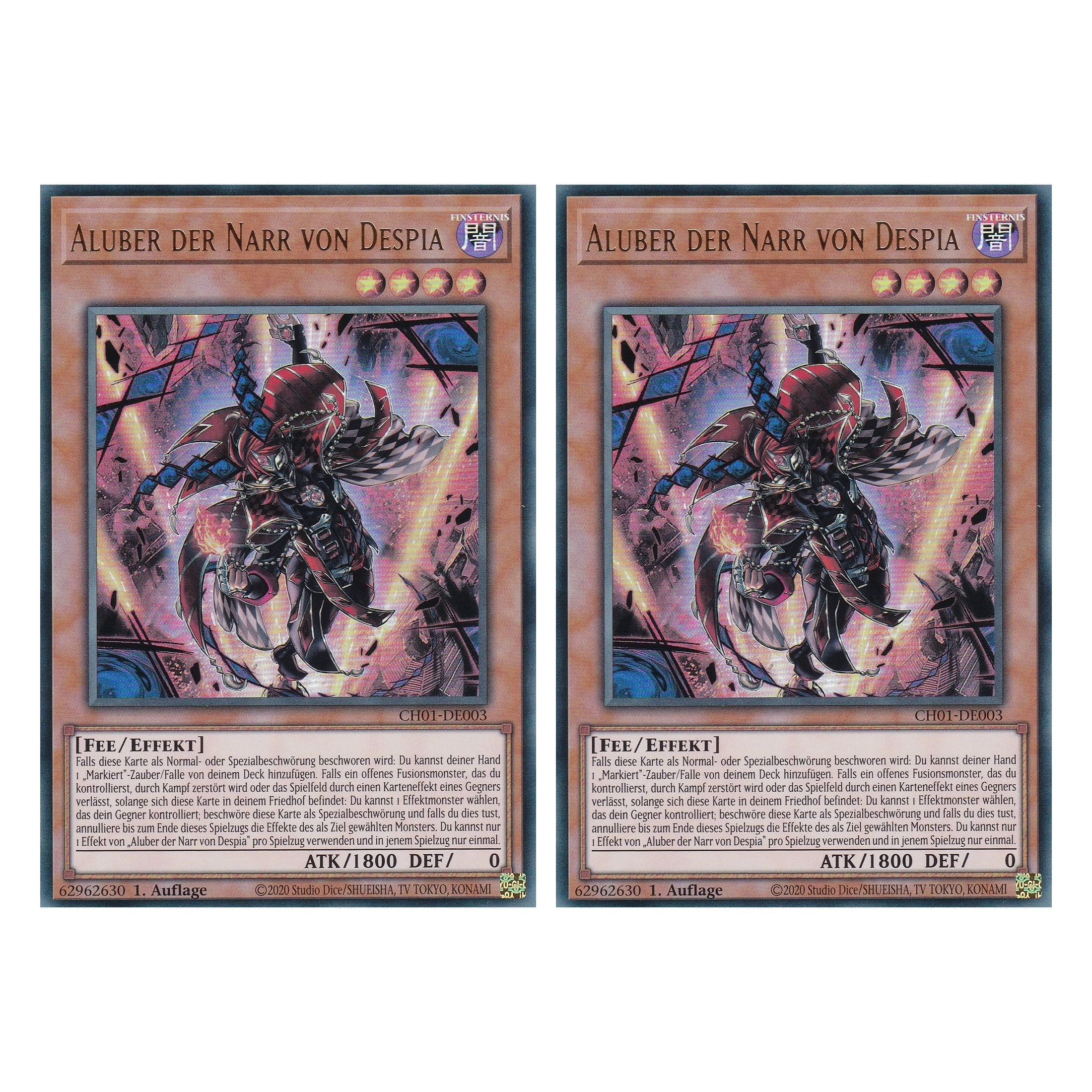 Aluber der Narr von Despia - CH01-DE003 - Ultra Rare - Deutsch - 1. Auflage - The Chronicles Deck: The Fallen & The Virtuous - Duo Set (2 Stück) - Yugioh